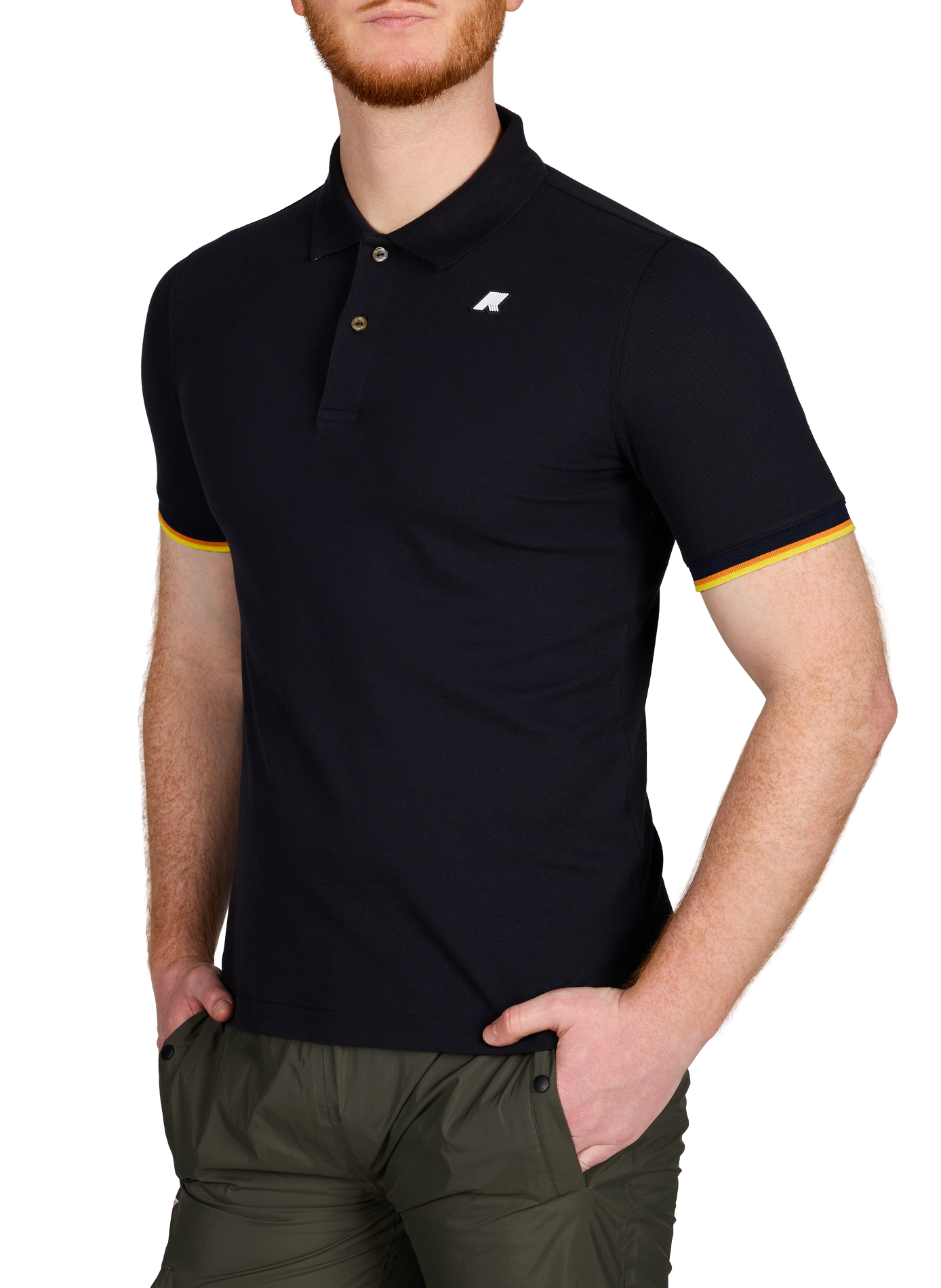 Polo manches courtes en coton mélangé K-WAY Bleu