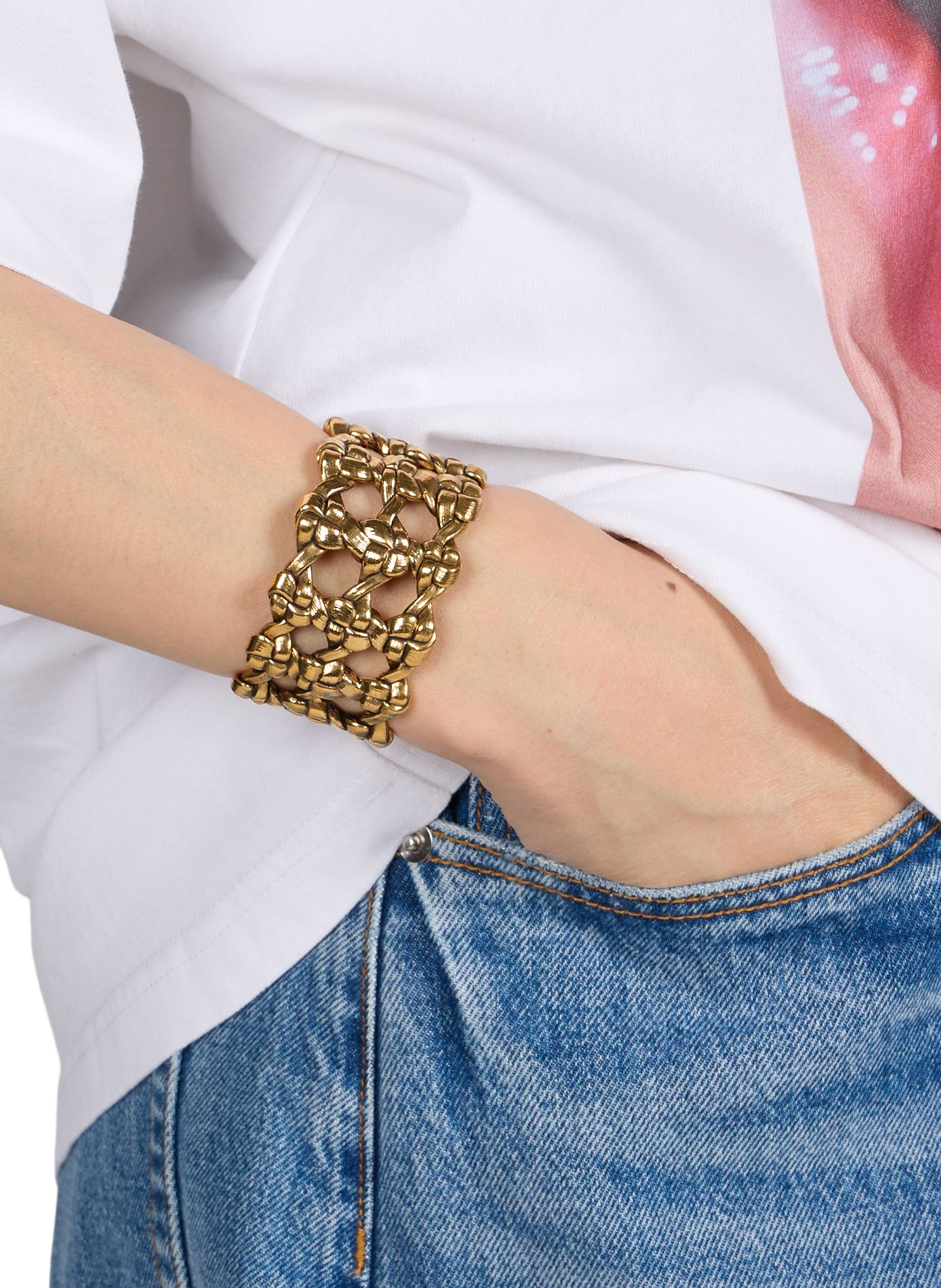 Bracelet manchette tressé Maddock AURELIE BIDERMANN Doré