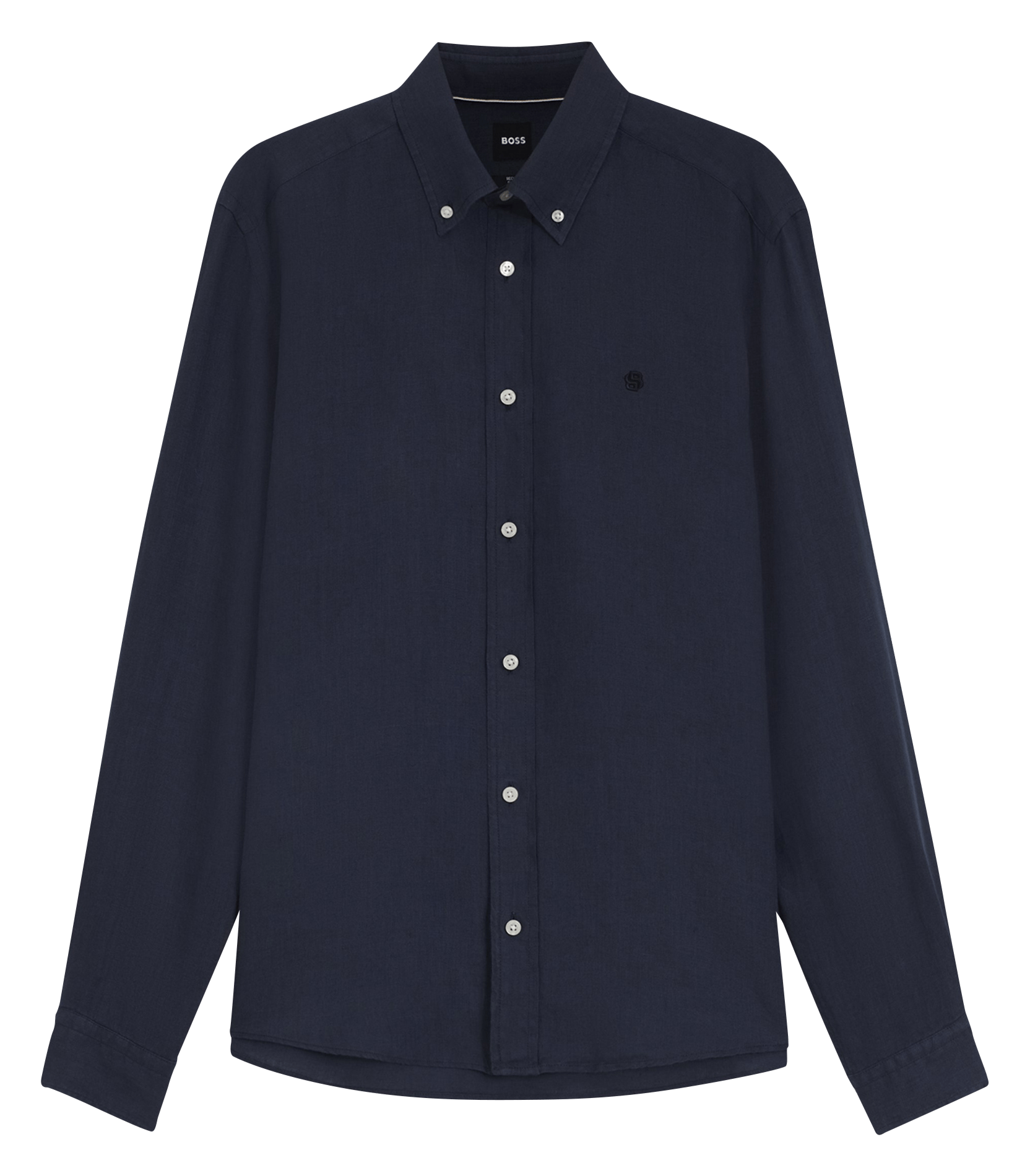 Chemise en lin col classique BOSS Bleu