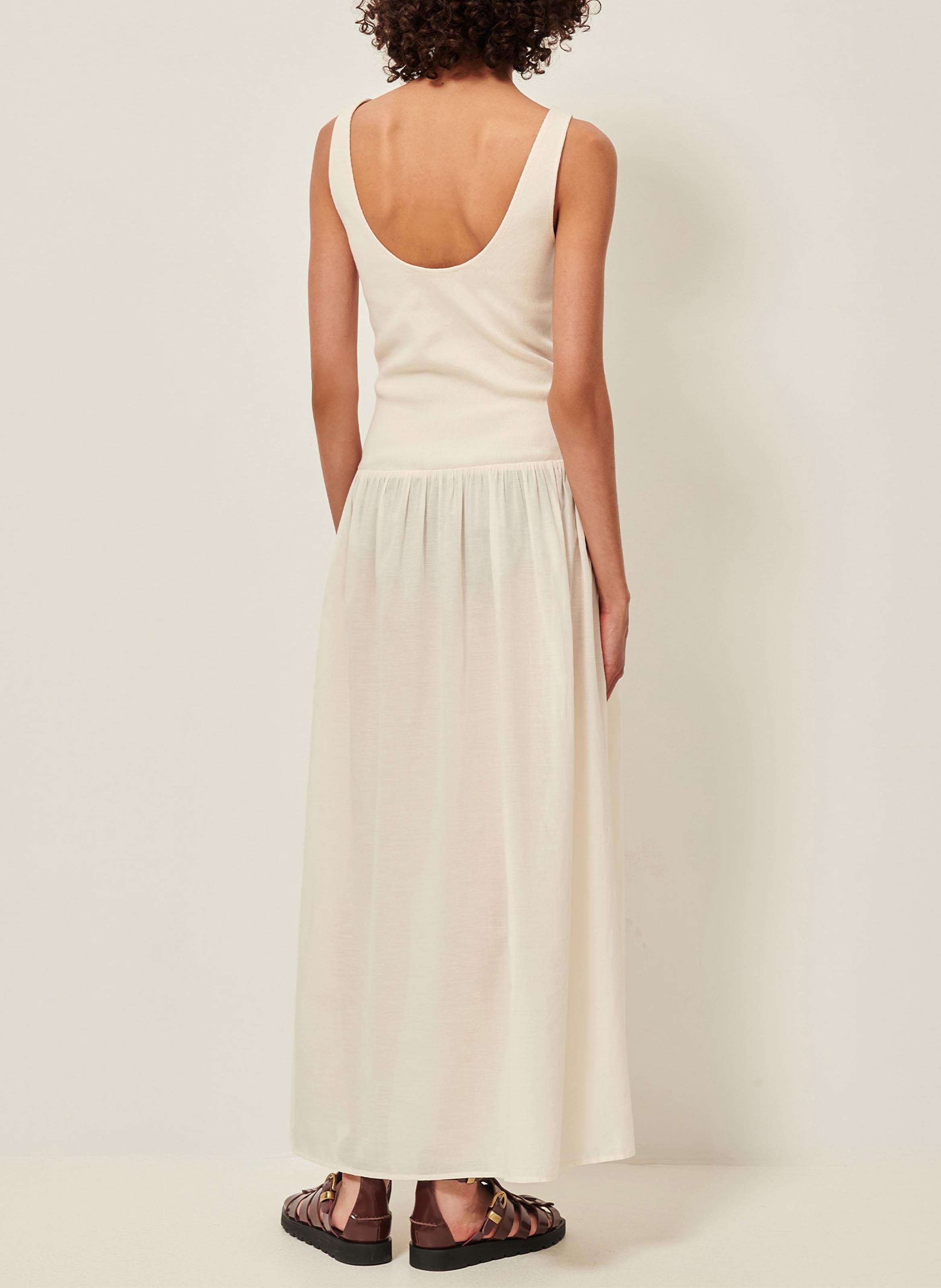 Robe longue évasée en coton mélangé solao SESSUN Beige