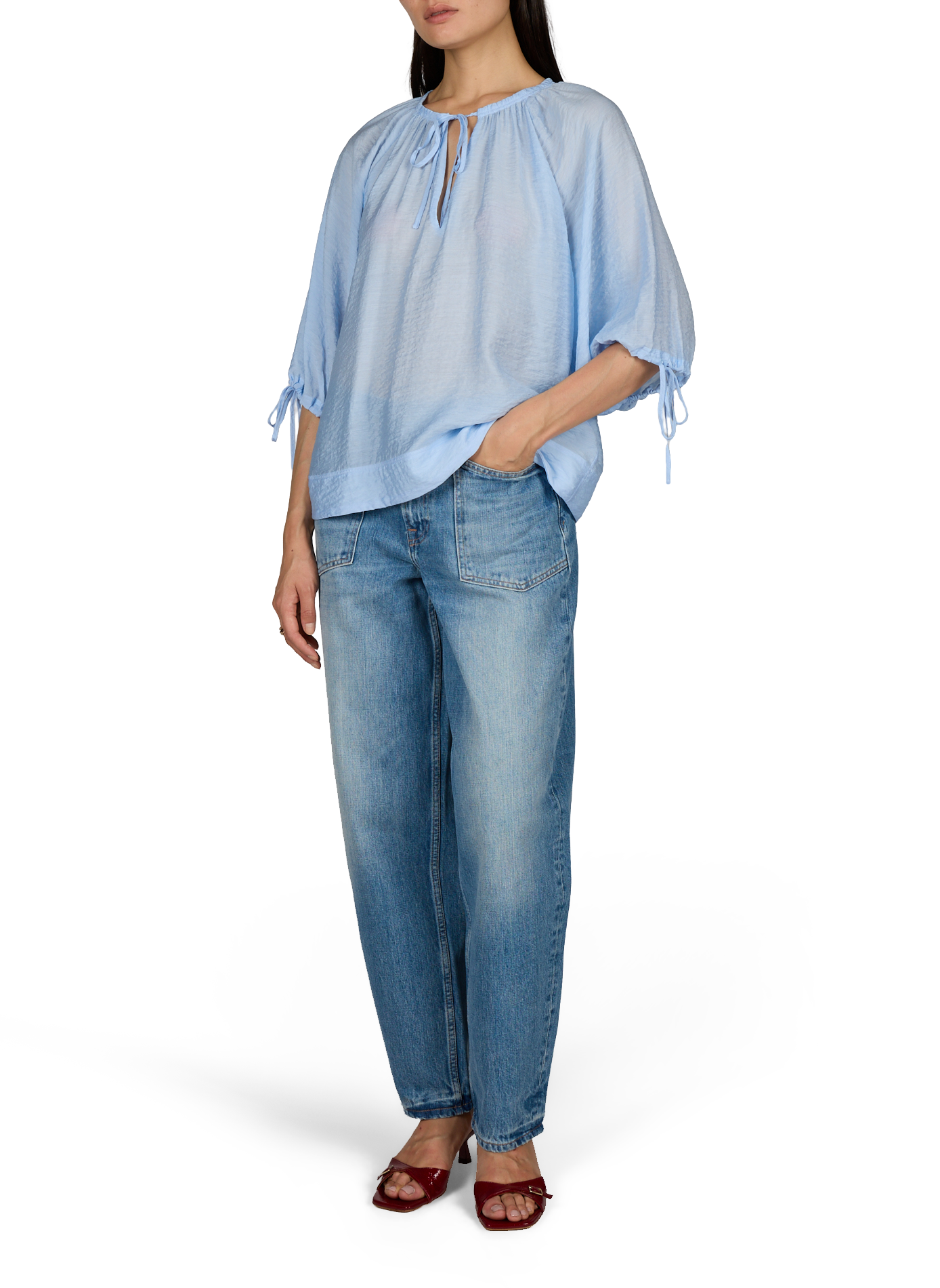 Satin Oversized Samatera Blouse SAMSOE SAMSOE Blue