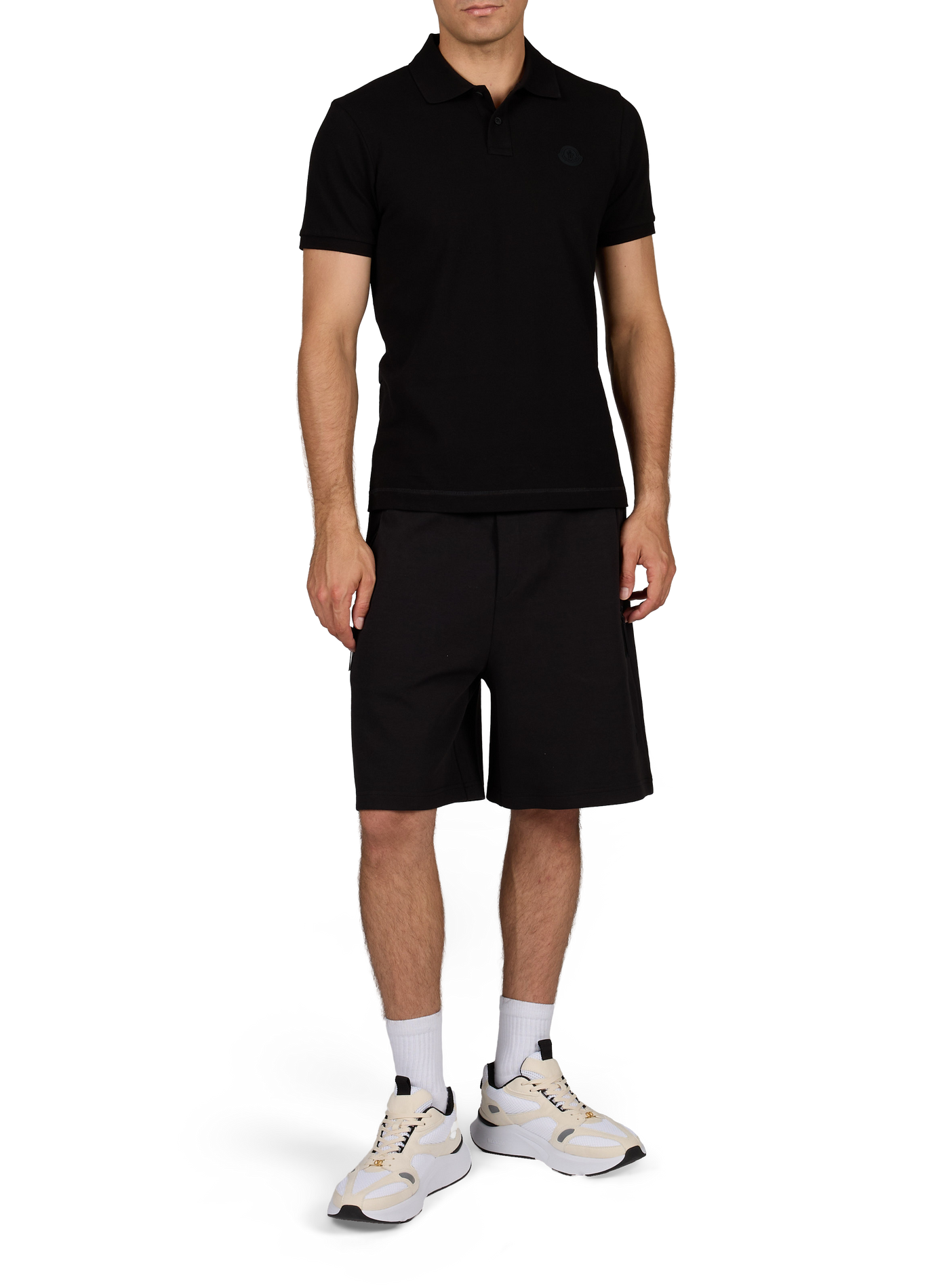 Polo met logo van piqué katoen MONCLER Zwart
