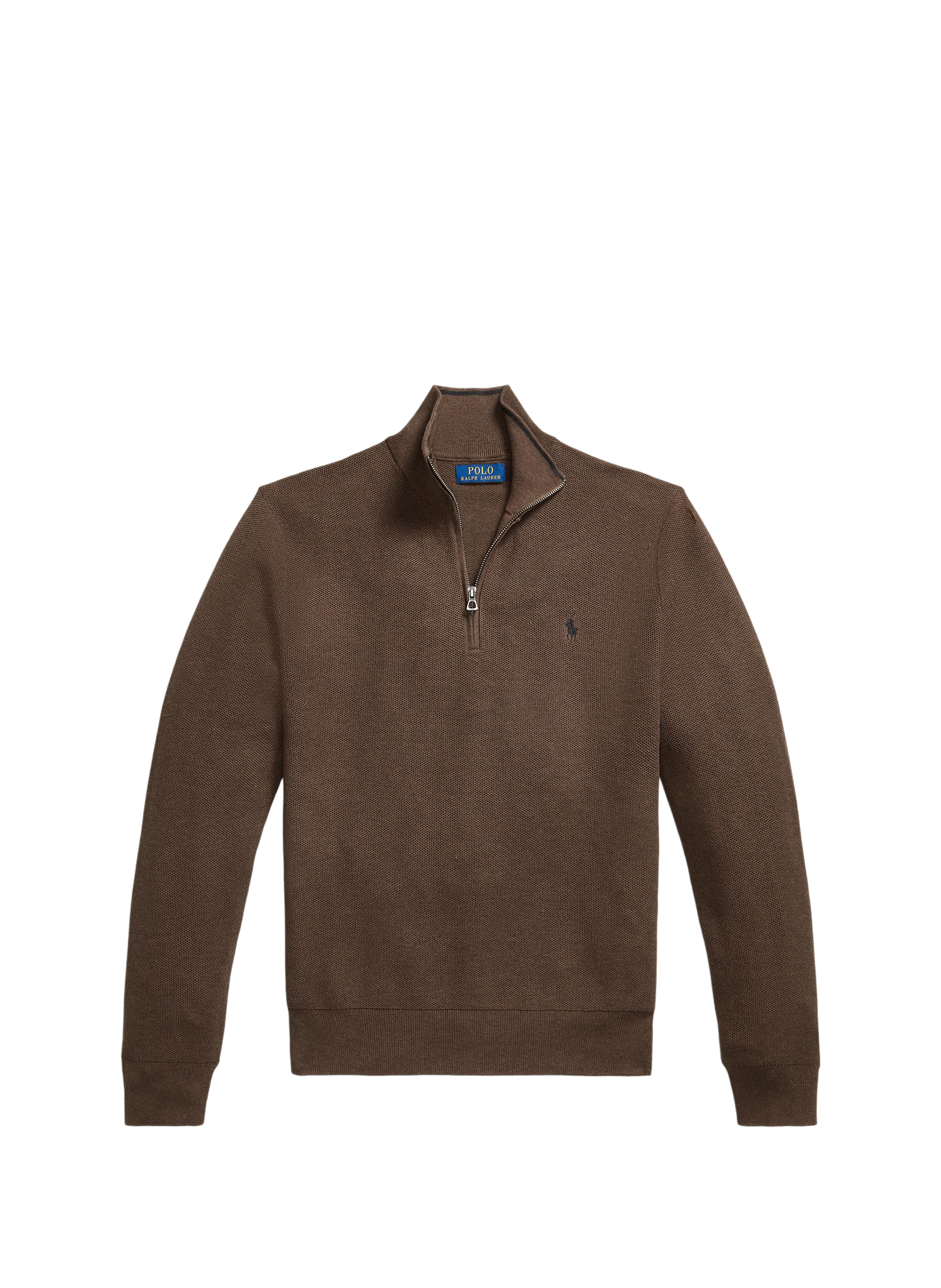 Cotton textured knit zip-up sweater. POLO RALPH LAUREN Beige
