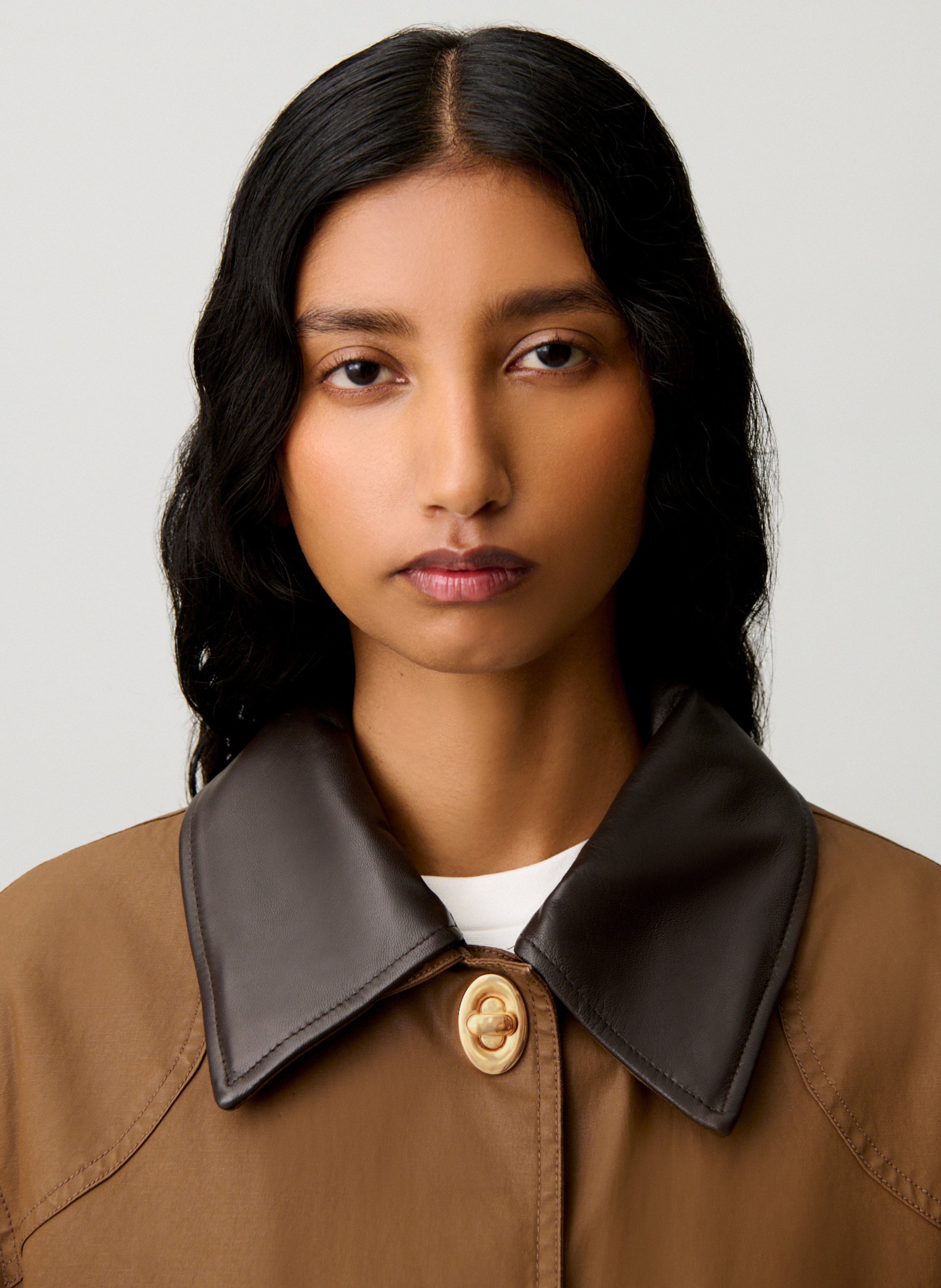 Veste droite col classique en coton CLAUDIE PIERLOT Marron