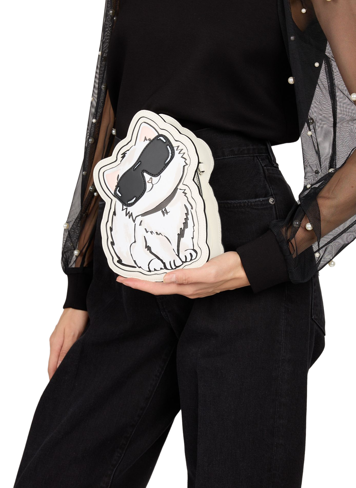 IKON CHOUPETTE CROSSBODY printed shoulder bag KARL LAGERFELD Beige