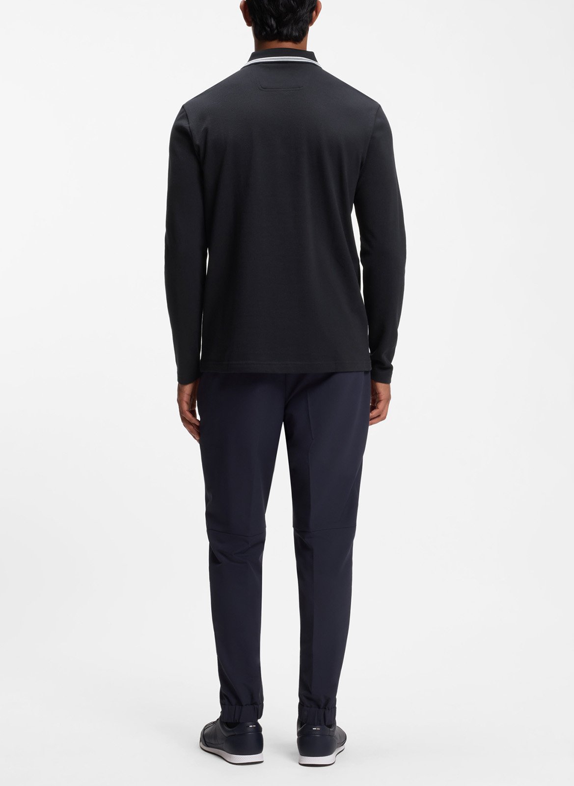 Polo manches longues en coton BOSS Bleu