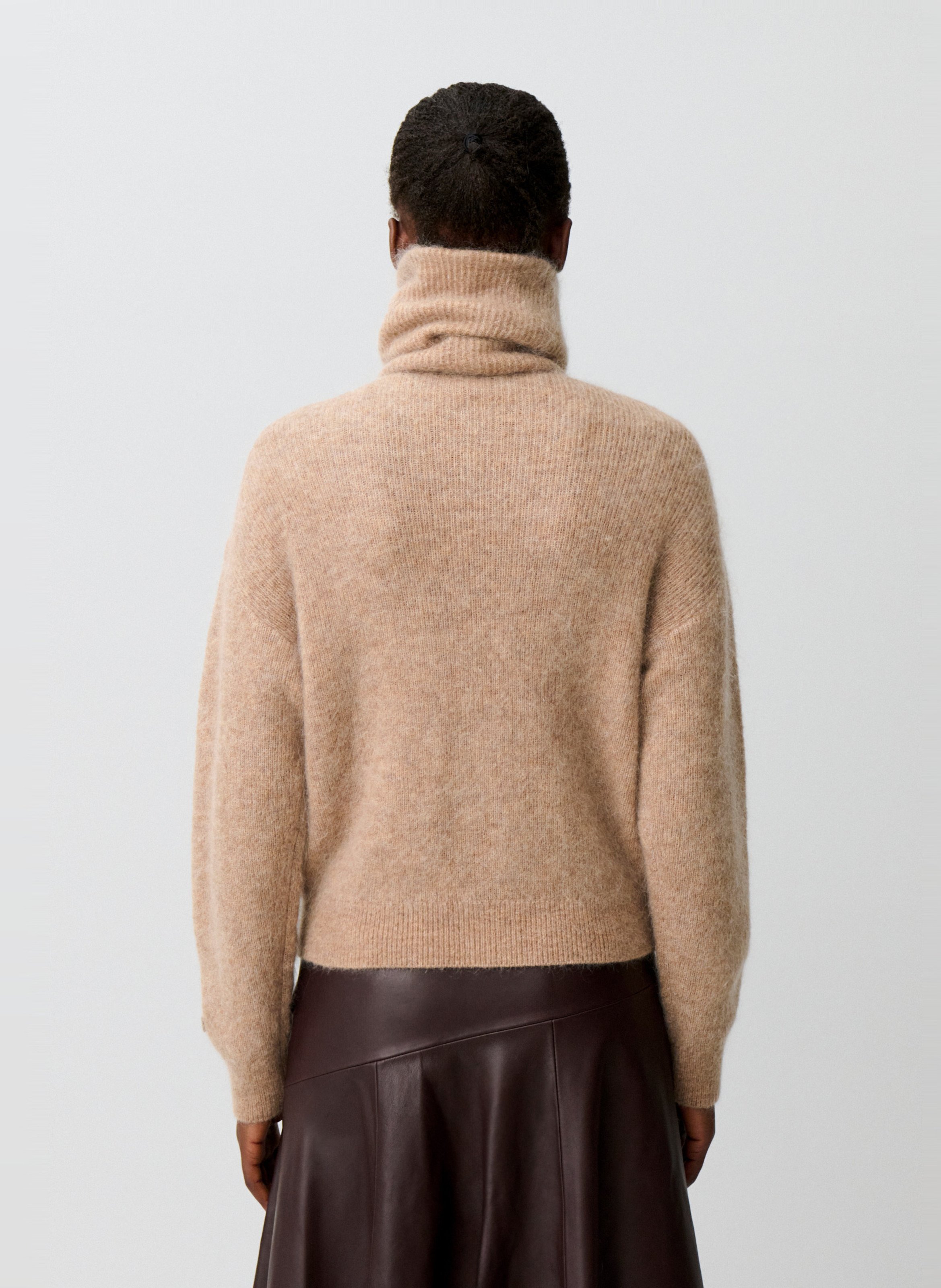 Cardigan zippé en laine mélangée CLAUDIE PIERLOT Beige