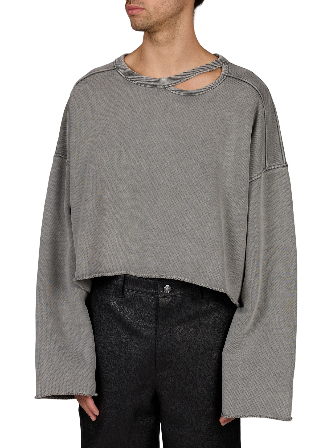 Weiter einfarbiges Sweatshirt mit Rundhalsausschnitt aus Baumwolle LOUIS GABRIEL NOUCHI Grau