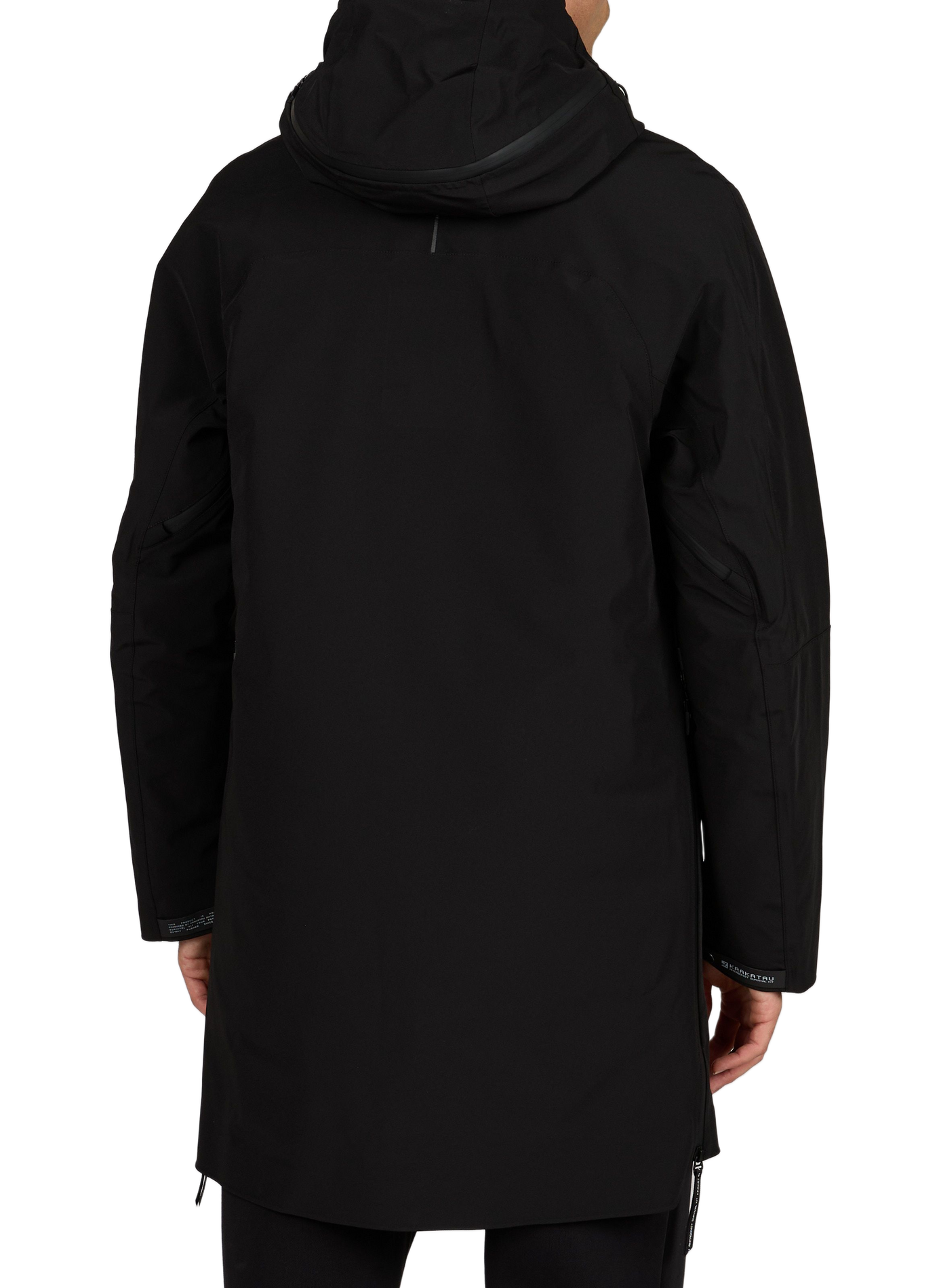Long straight plain hooded parka KRAKATAU Black