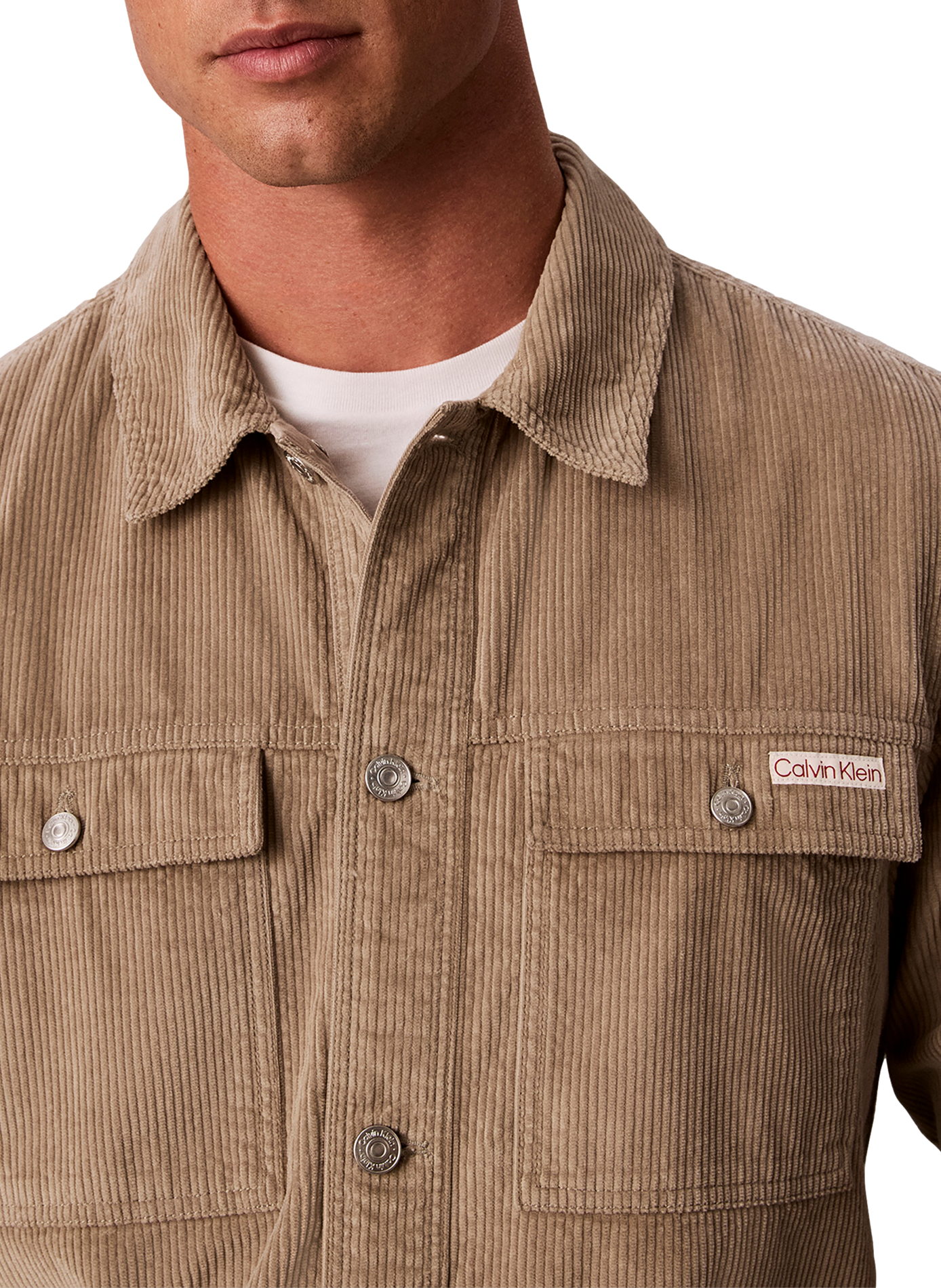 Straight cotton corduroy shirt CALVIN KLEIN Beige