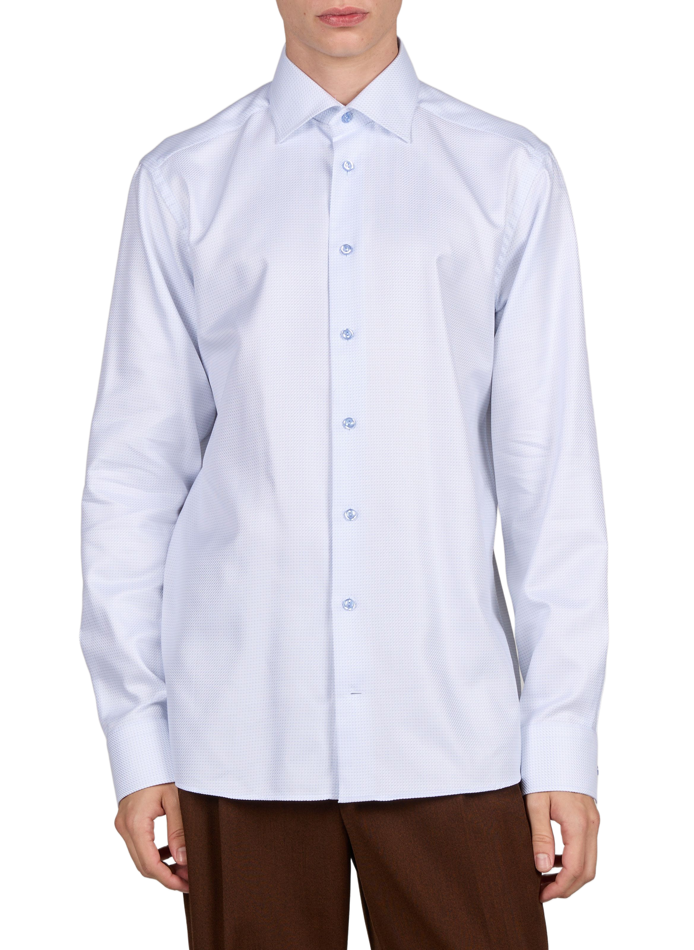 Straight-cut cotton shirt with a classic collar and pattern ETON Blue