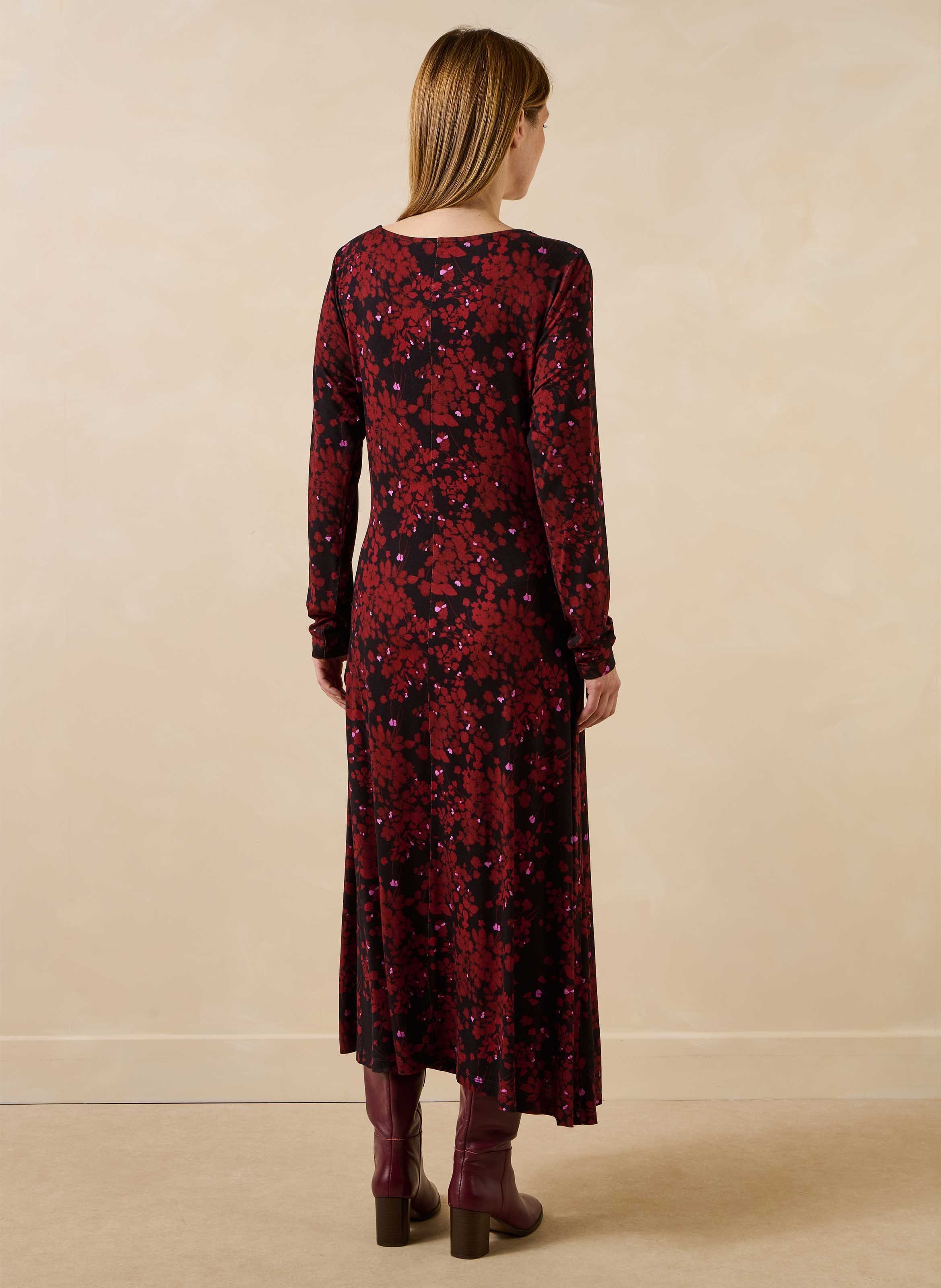 Lange jurk met ronde hals en print LA FEE MARABOUTEE Bruin
