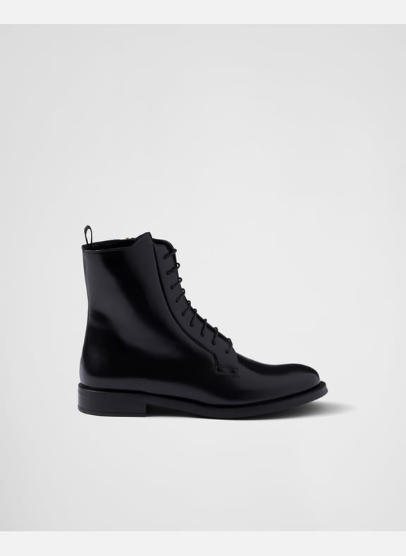 Bottines en cuir brossé Noir by PRADA PRADA Bottines en cuir brossé Noir