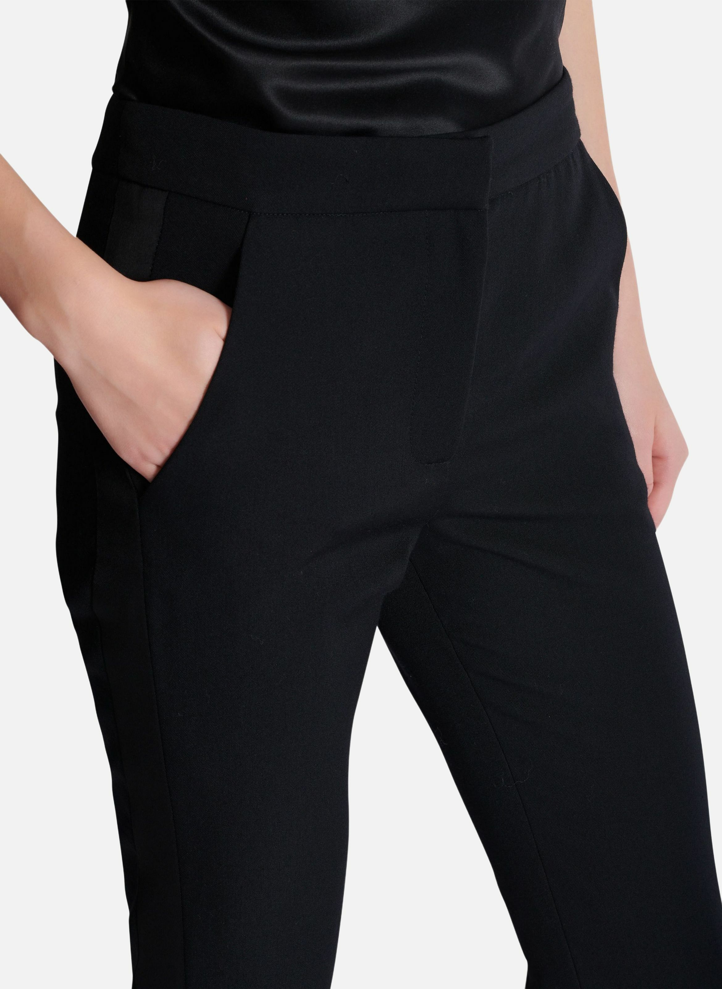 Pantalon slim zippé en grain de poudre BALMAIN Noir
