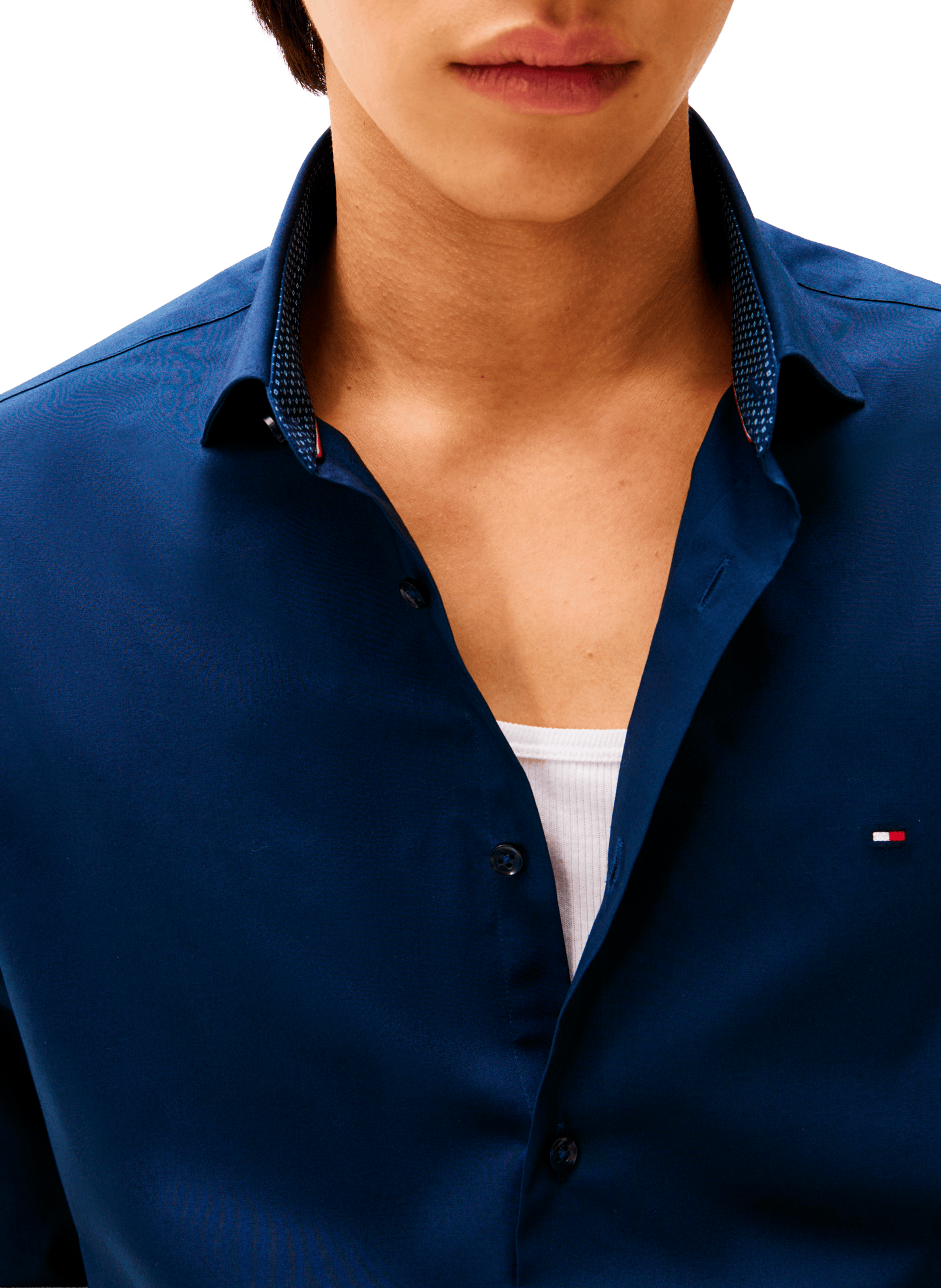 Slim cotton-blend shirt TOMMY HILFIGER Blue