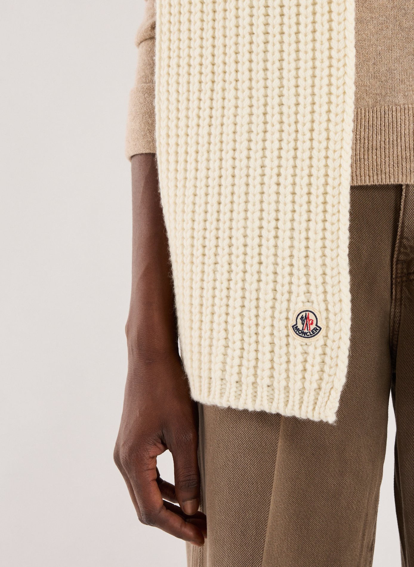 Wool and cashmere scarf MONCLER White