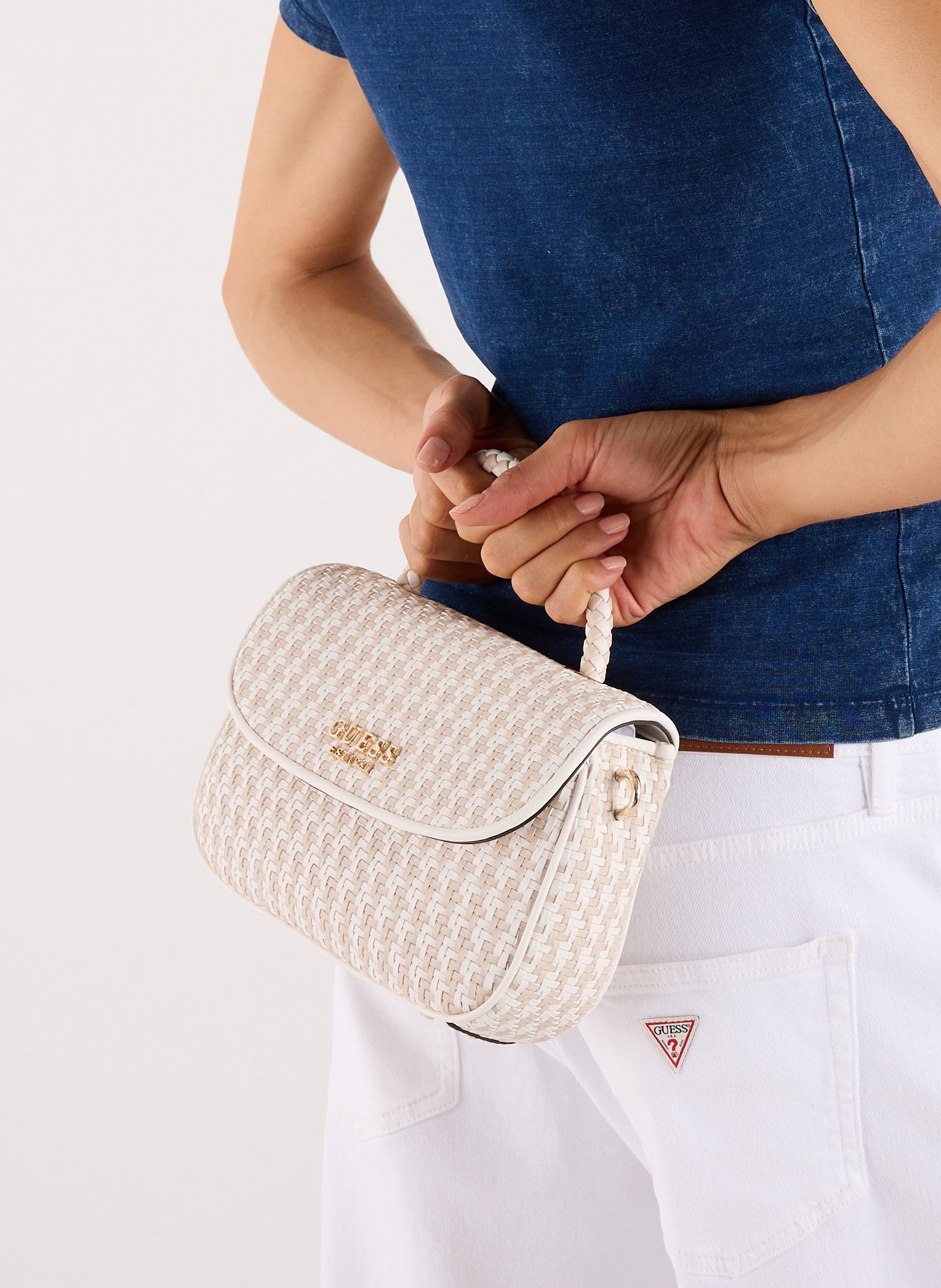 Braided Mirema handbag GUESS Beige