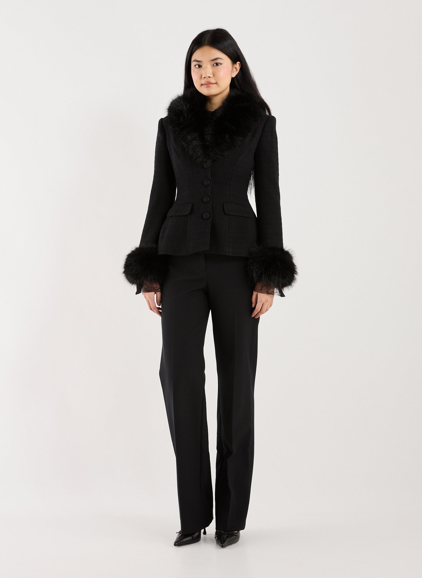 Fur jacket SELF PORTRAIT Black