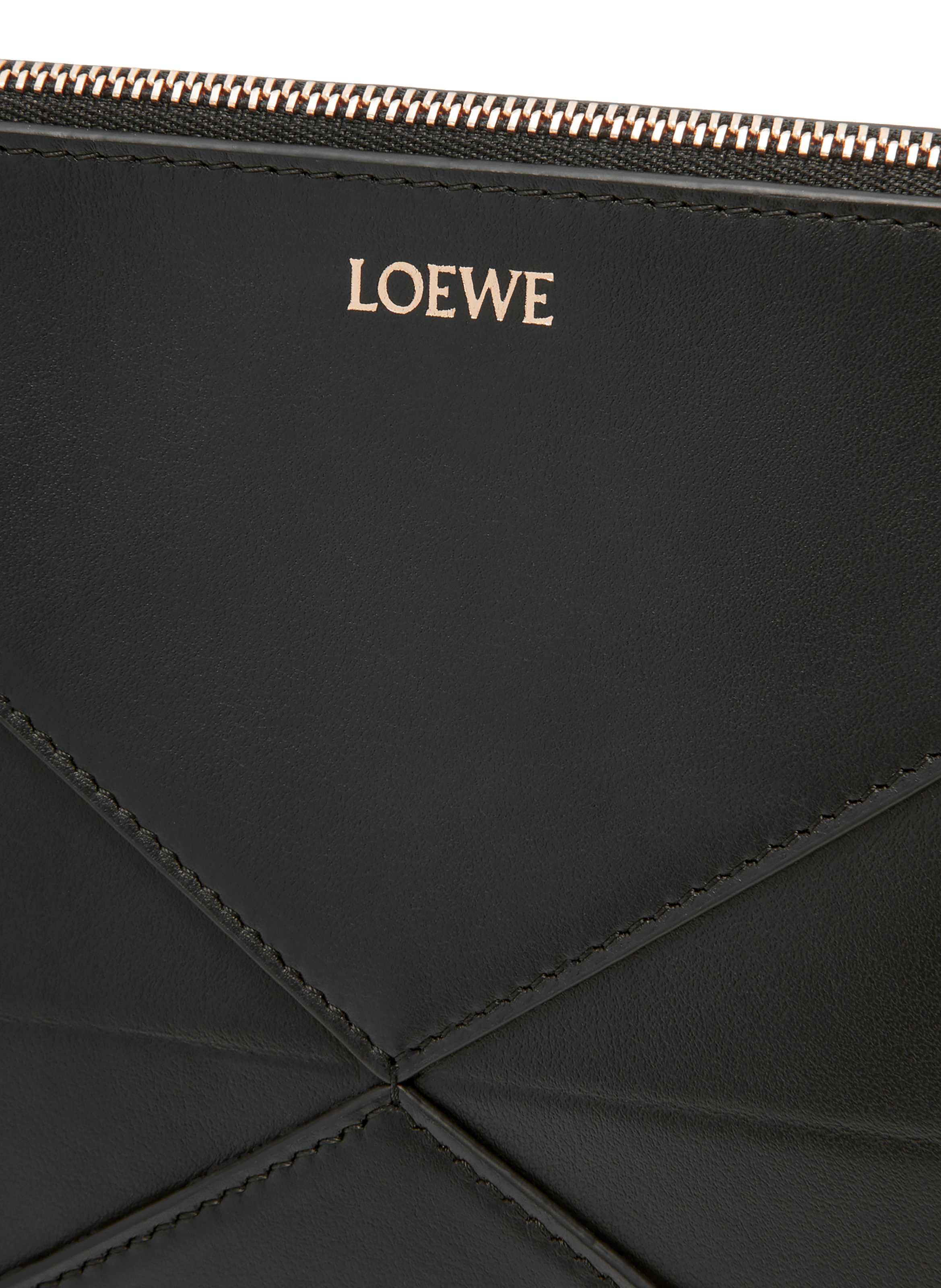Puzzle Fold shiny nappa calf leather pouch LOEWE Black