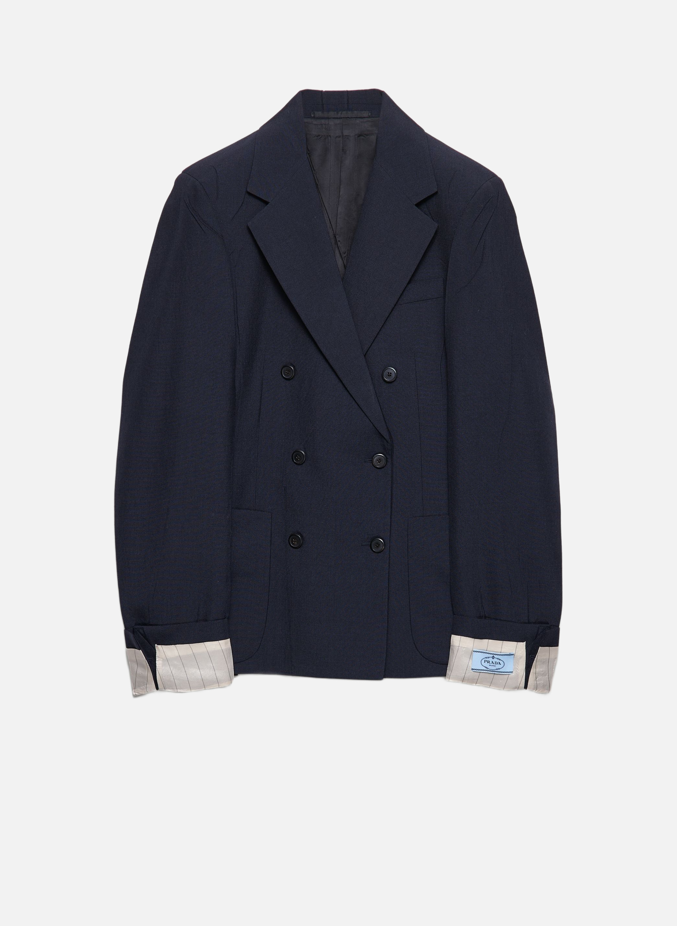Veste croisée en mohair de chevreau PRADA Bleu