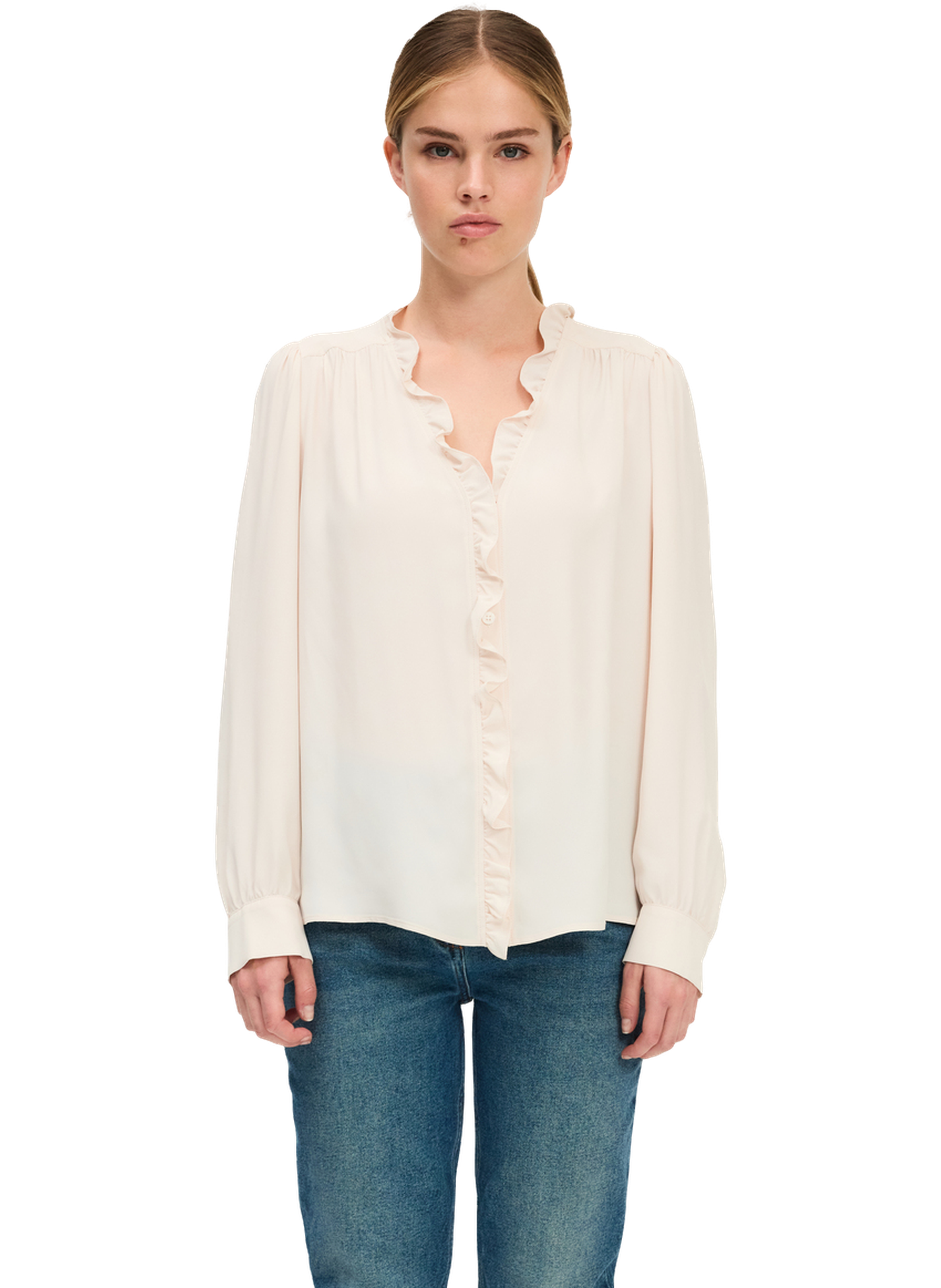 Chemise fluide à volants - celine Beige by PABLO PABLO Chemise fluide à volants - celine Beige