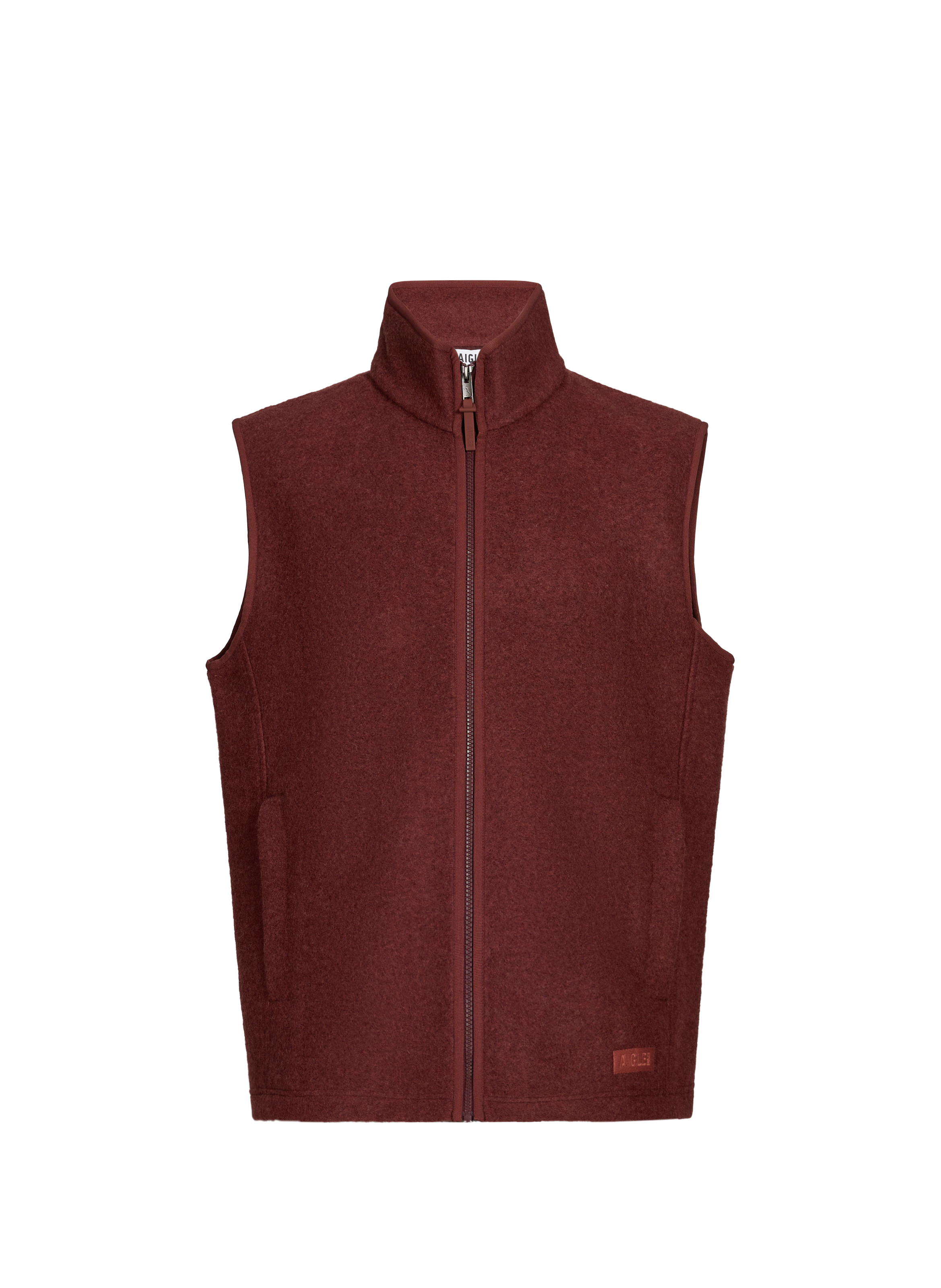 Sleeveless puffer jacket with high collar Red by AIGLE AIGLE Sleeveless puffer jacket with high collar Red