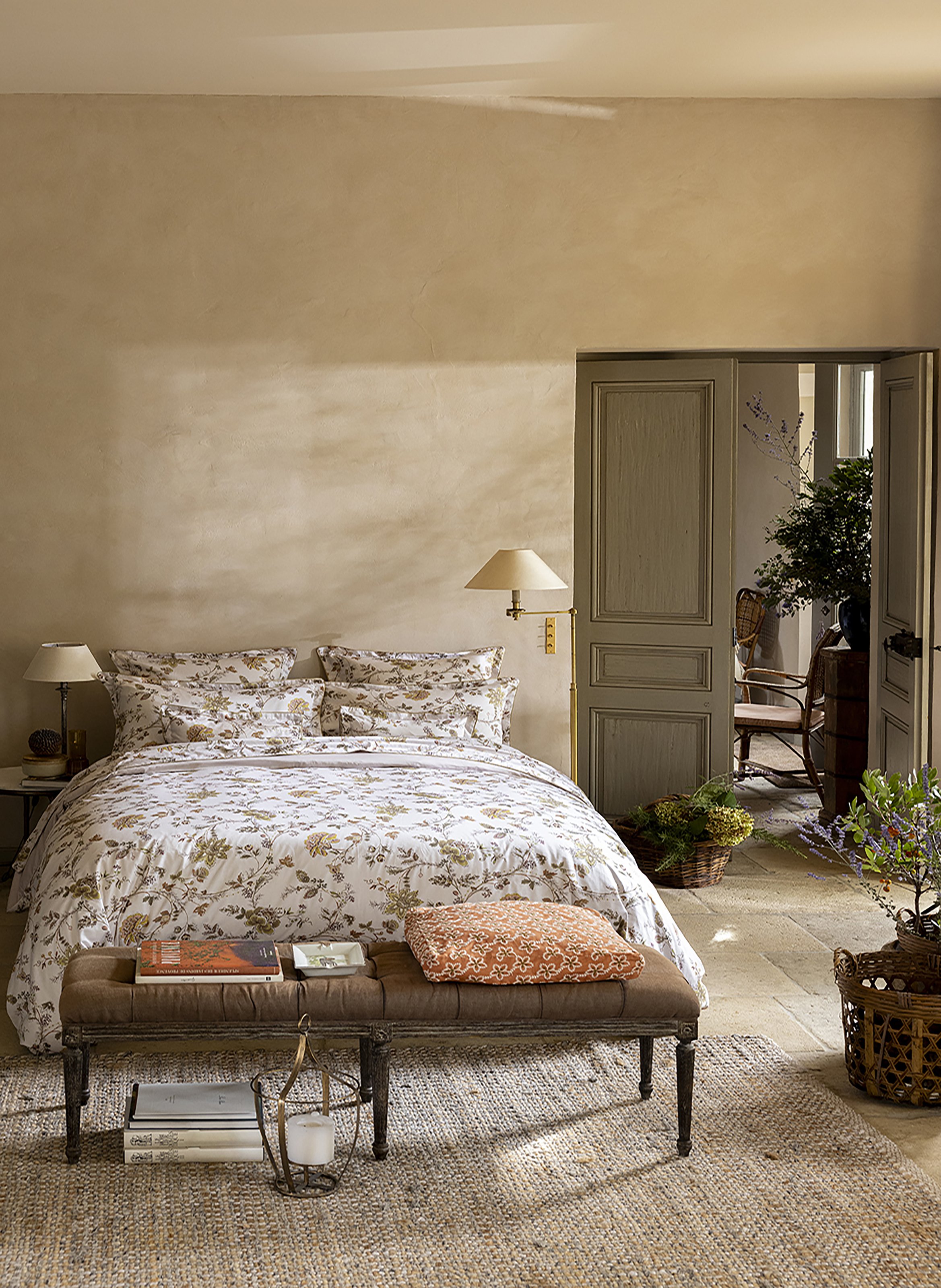 Housse de couette imprimée en satin de coton bio, maussane ALEXANDRE TURPAULT Rose