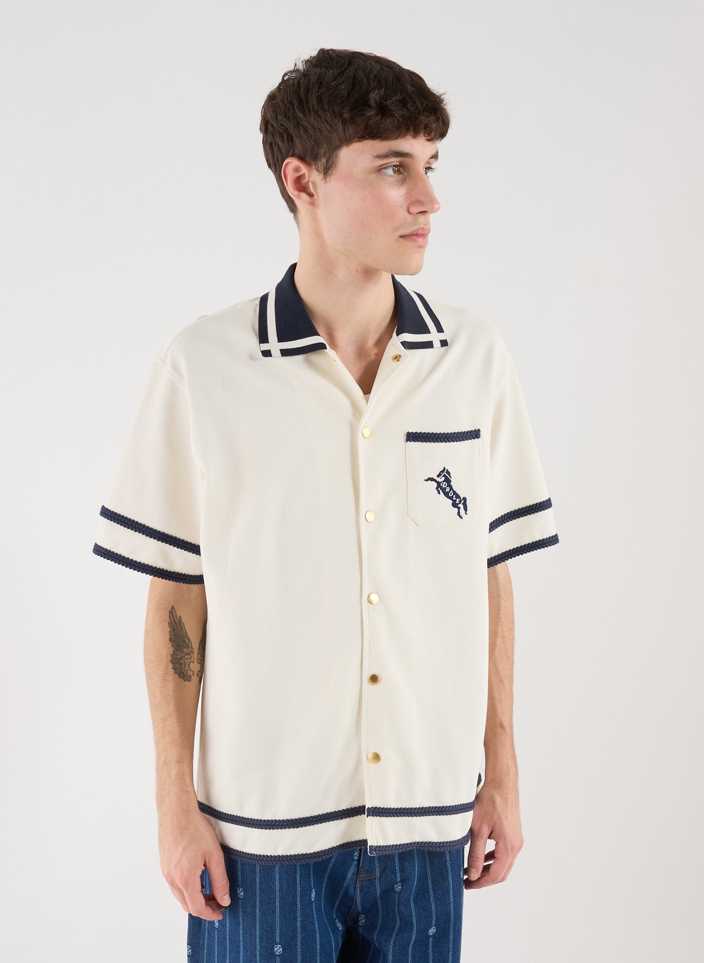 The Embroidered Horse Shirt DROLE DE MONSIEUR Beige