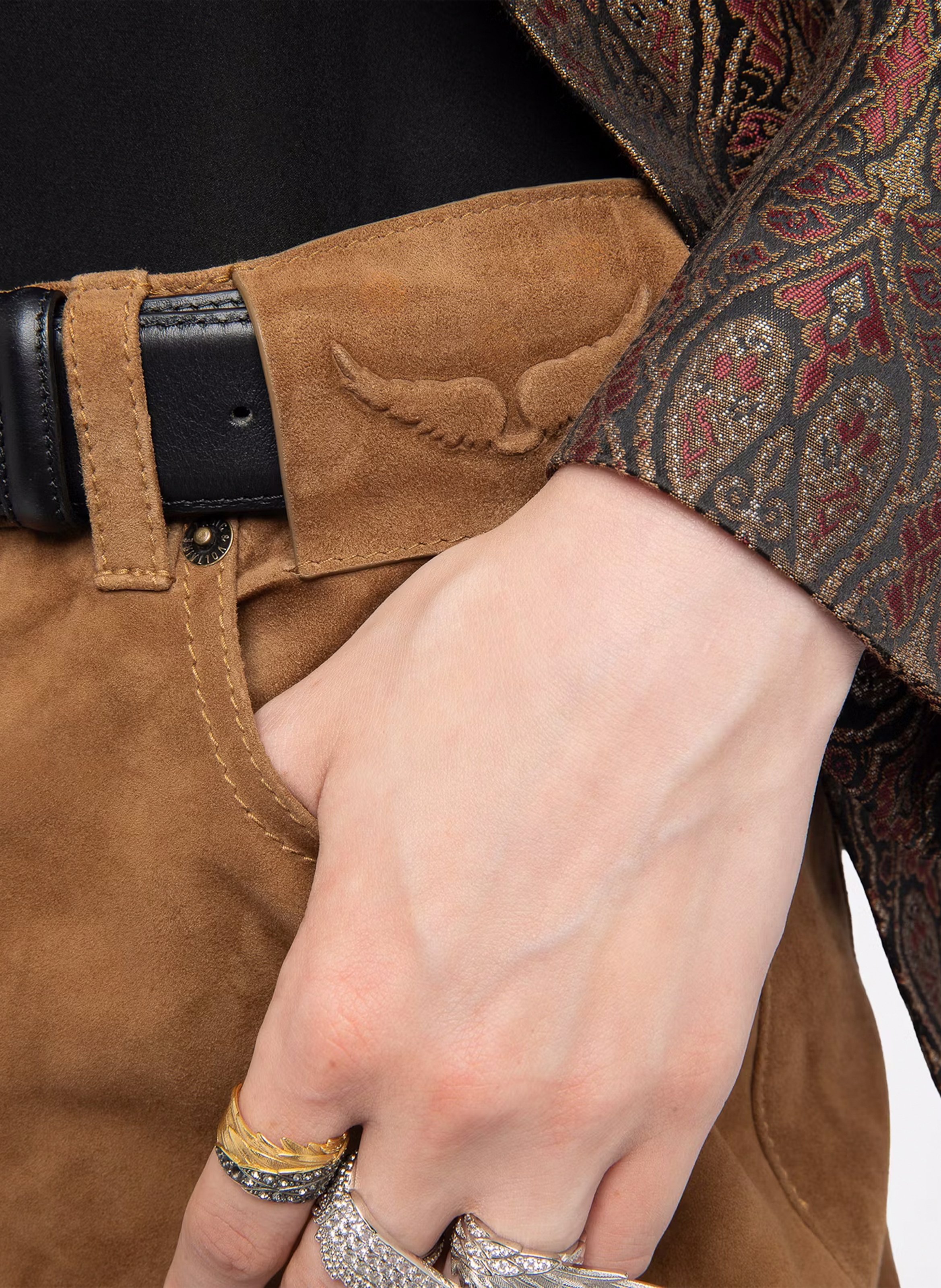 Short en cuir velours sadys ZADIG&VOLTAIRE Marron