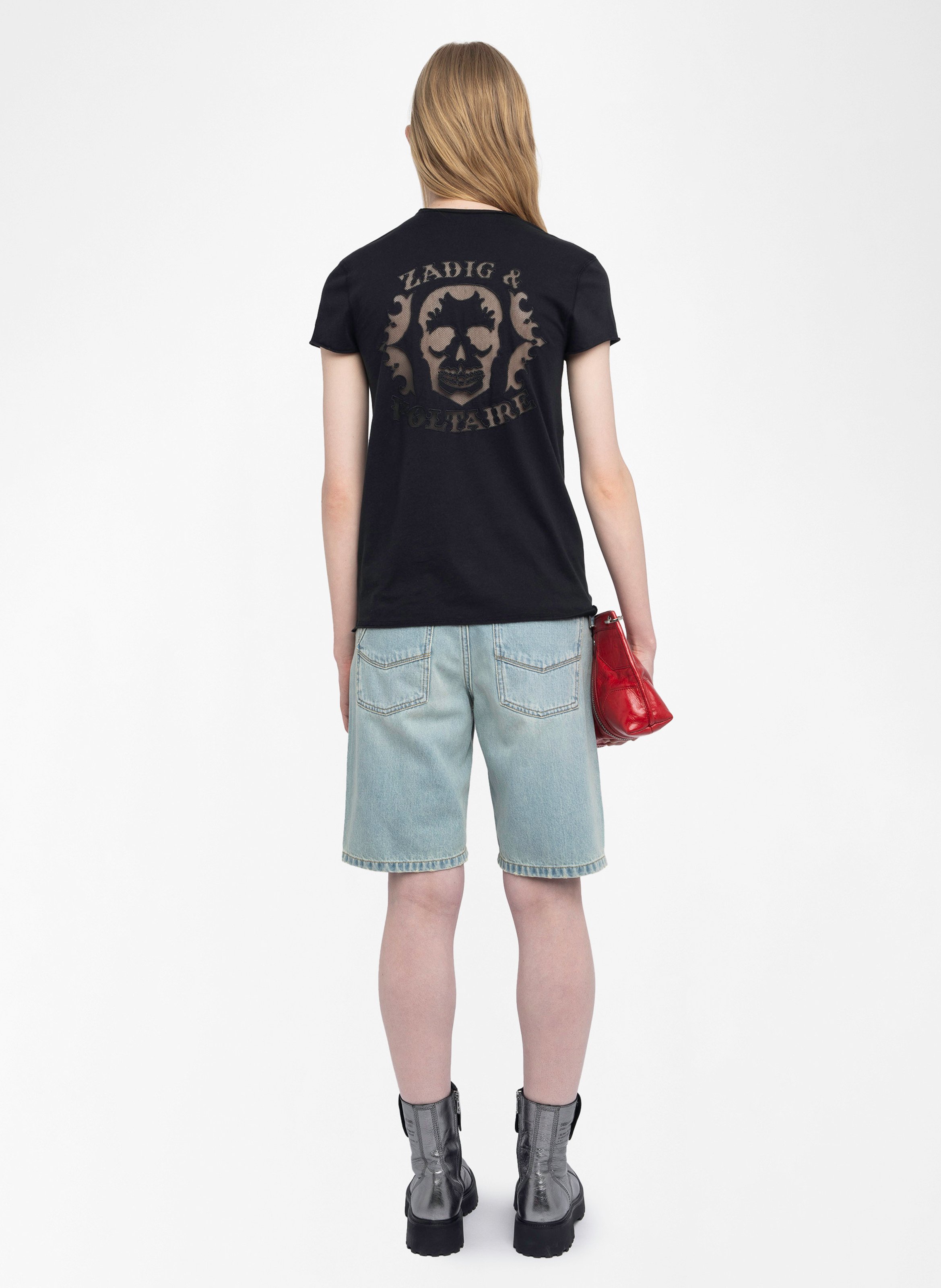Tee-shirt droit col v motif dos story ZADIG&VOLTAIRE Noir