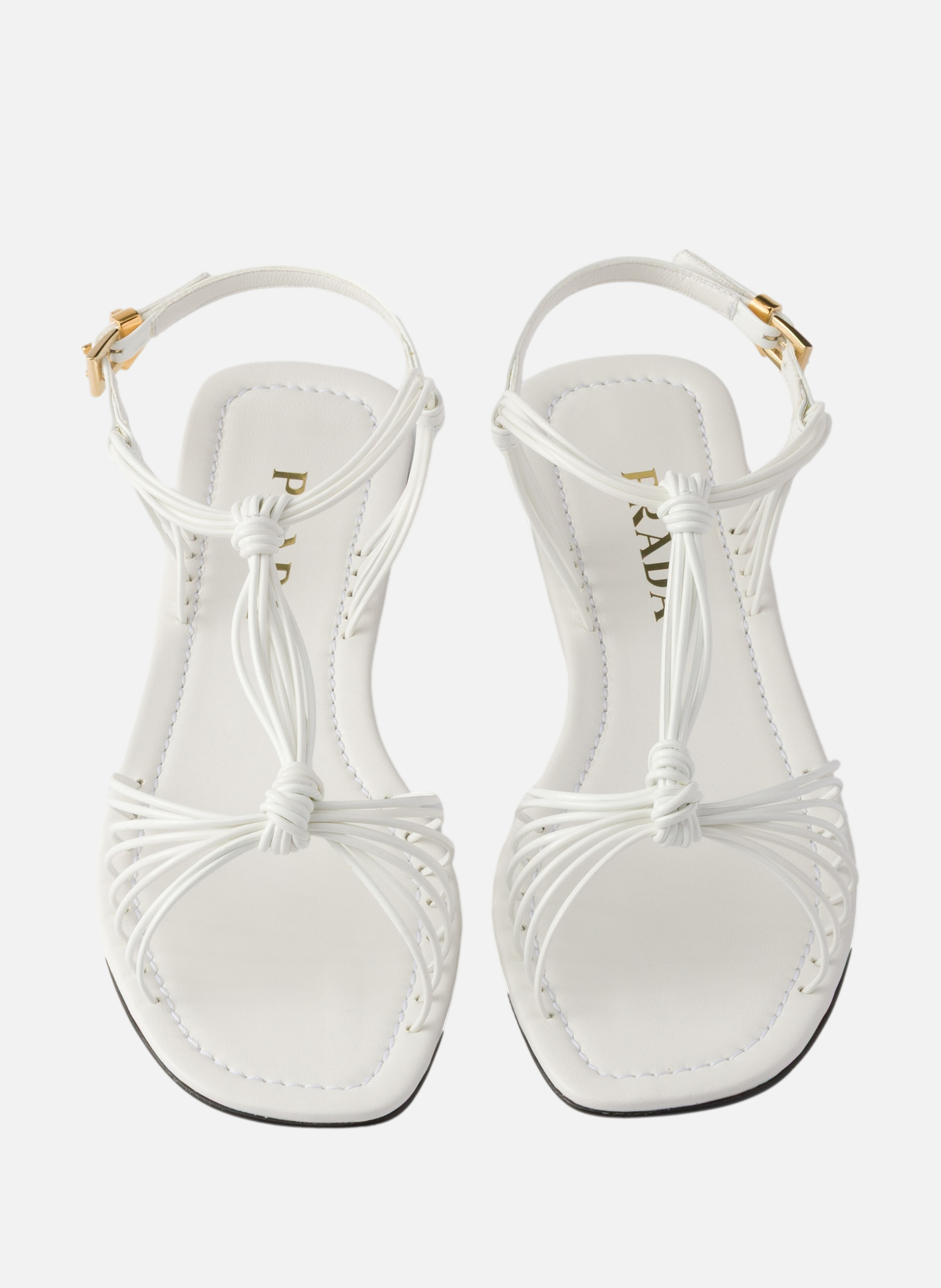 Sandales en cuir verni PRADA Blanc