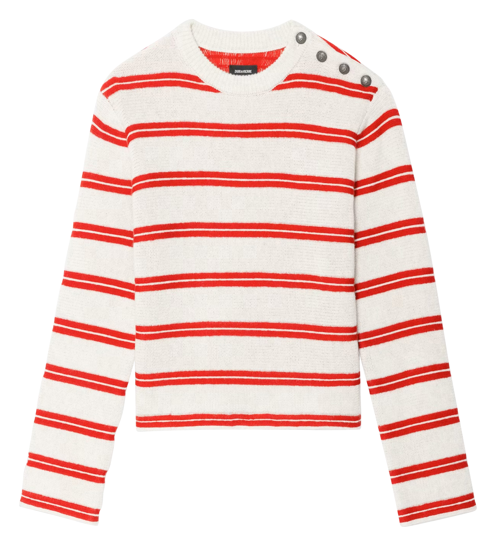 Pull droit col rond en laine et cachemire spikyz ZADIG&VOLTAIRE Gris