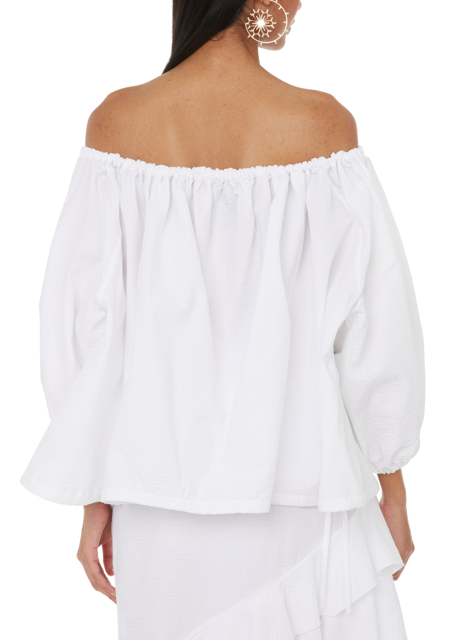 Cotton puff sleeve top MARQUES ALMEIDA White