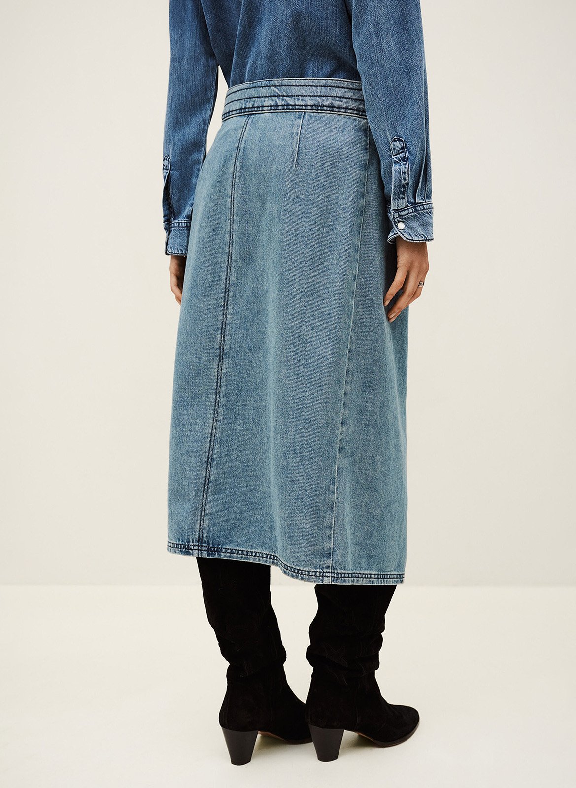 Jupe longue en coton timy BA&SH Bleu