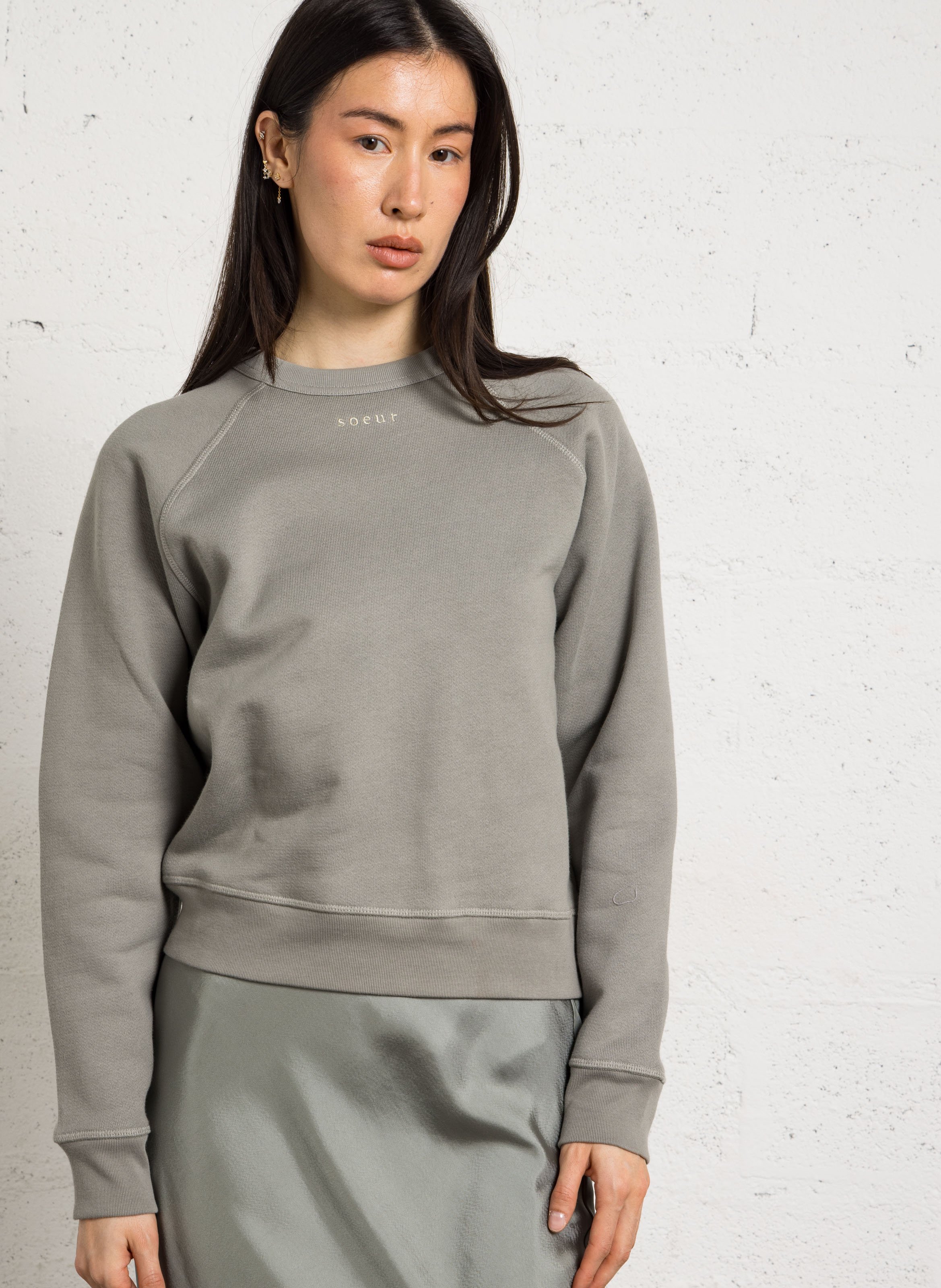 Sweat droit en coton bio artemis SOEUR Gris