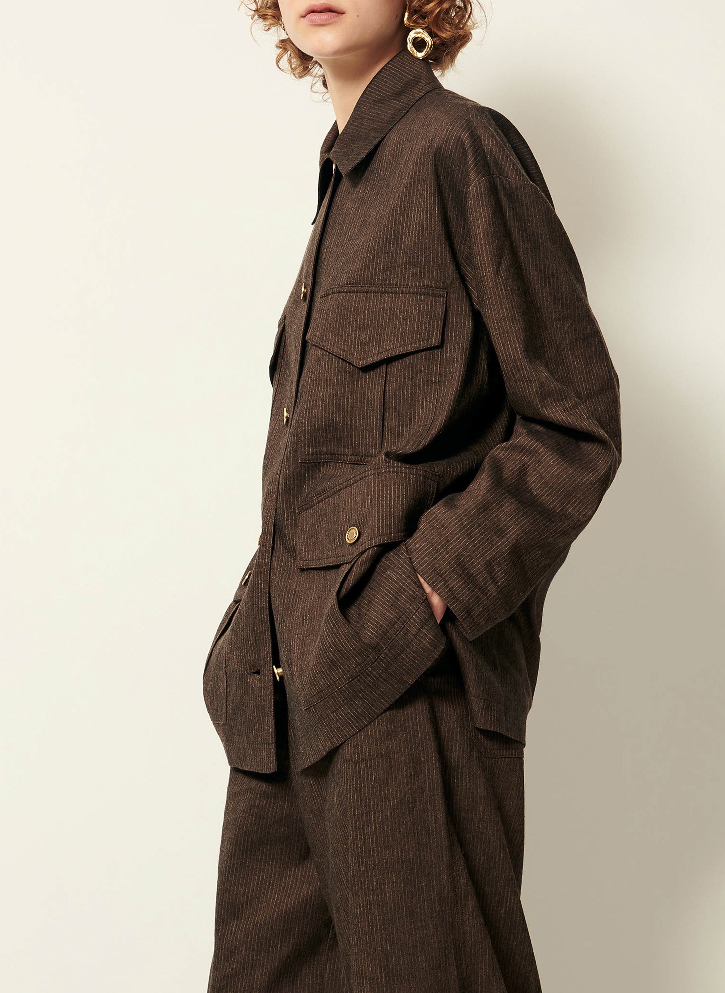 Veste esprit saharienne en lin mélangé sahajo SESSUN Marron