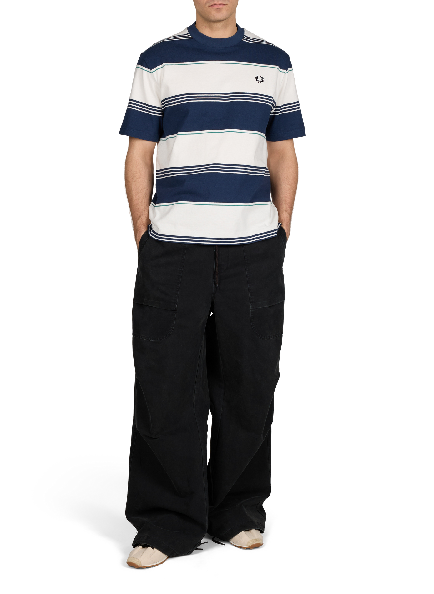 Striped logo cotton t-shirt FRED PERRY Green