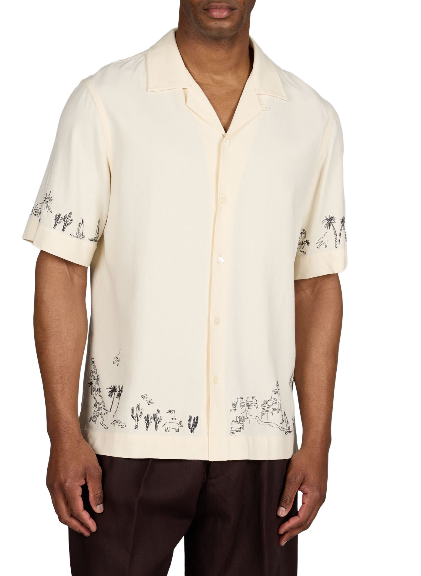 Straight embroidered shirt with short sleeves PAUL SMITH Beige