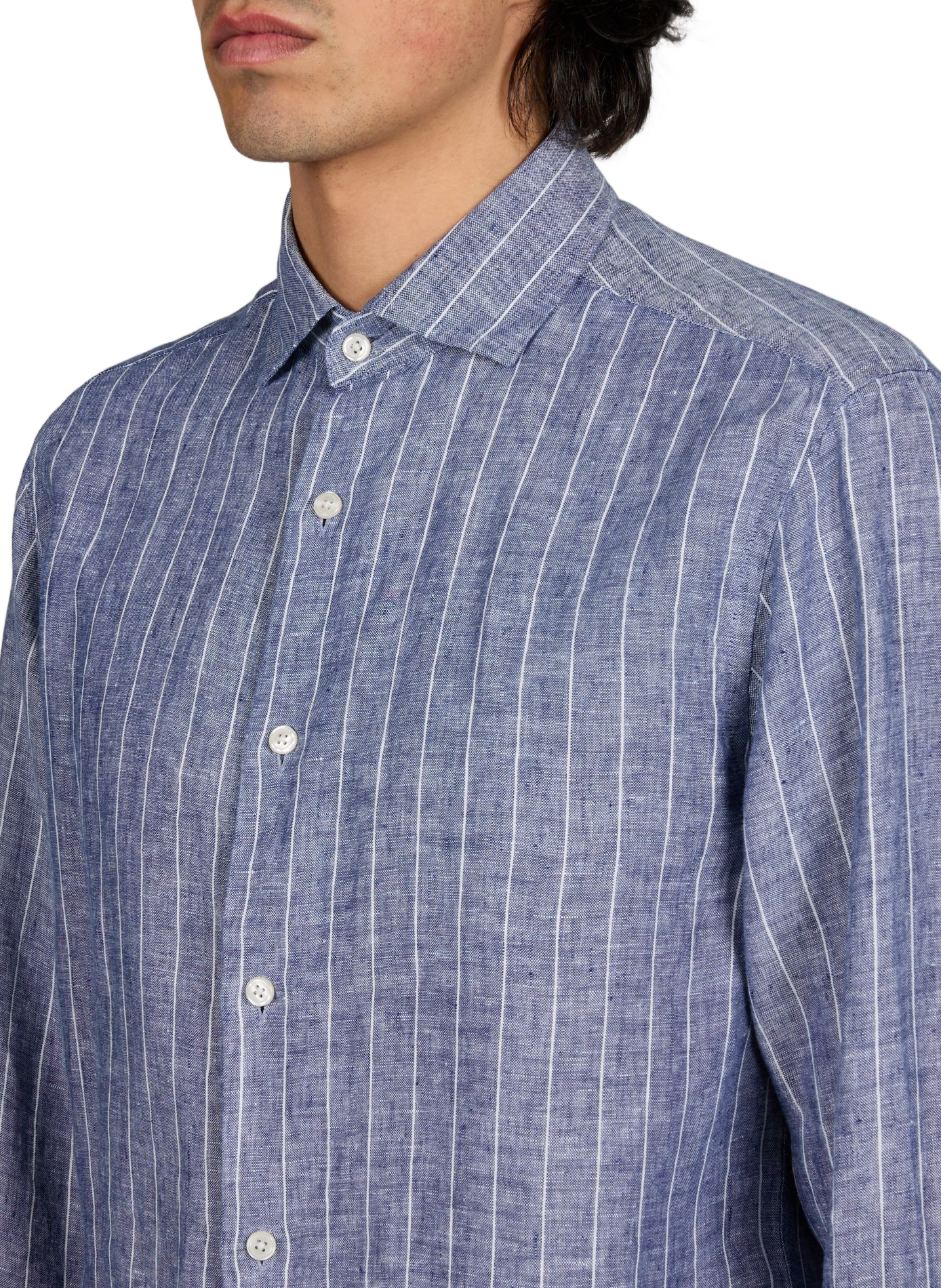 Chemise droite à rayures en lin GANT Bleu