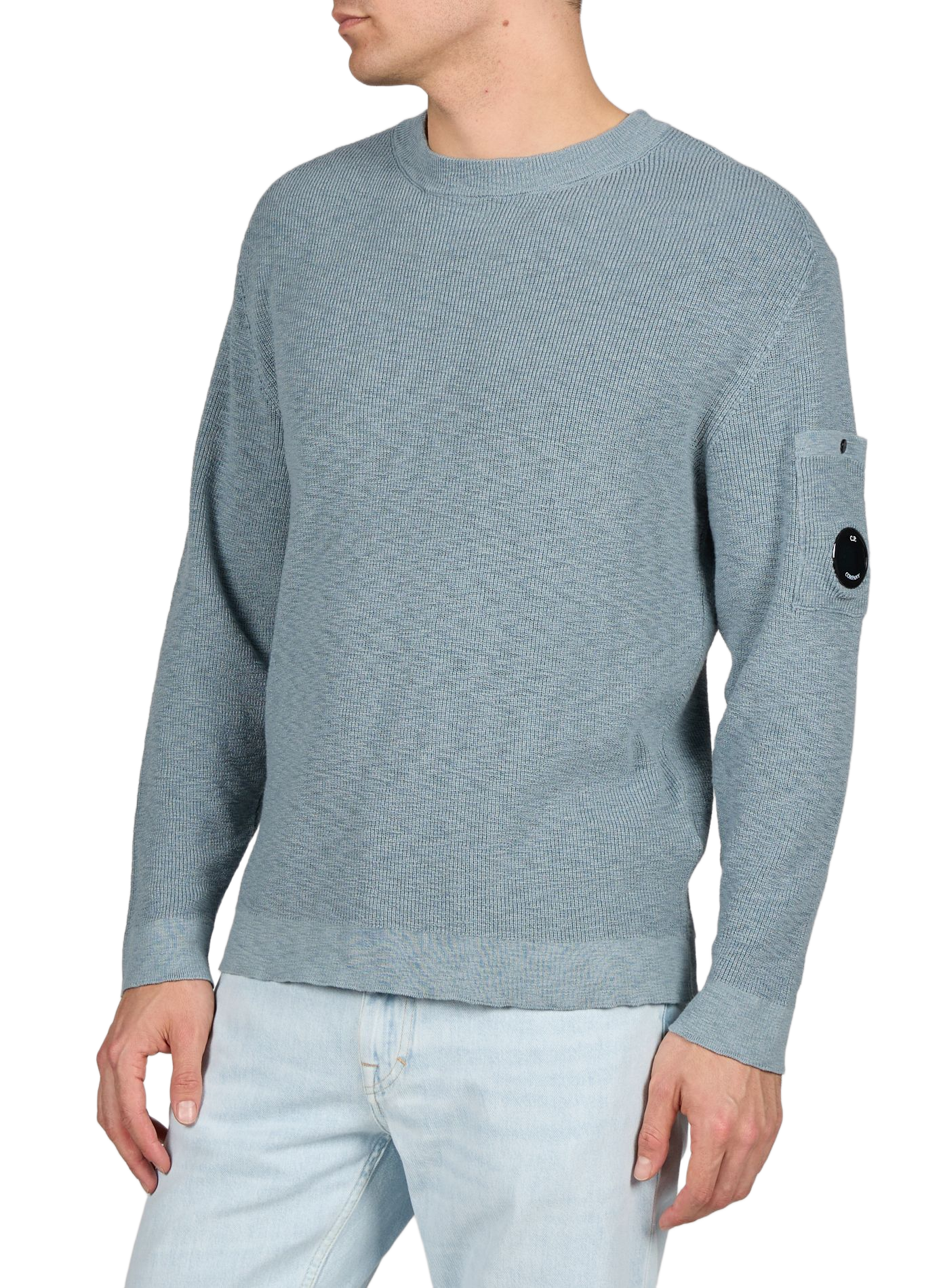 Straight round neck sweater in blended cotton CP COMPANY Blue