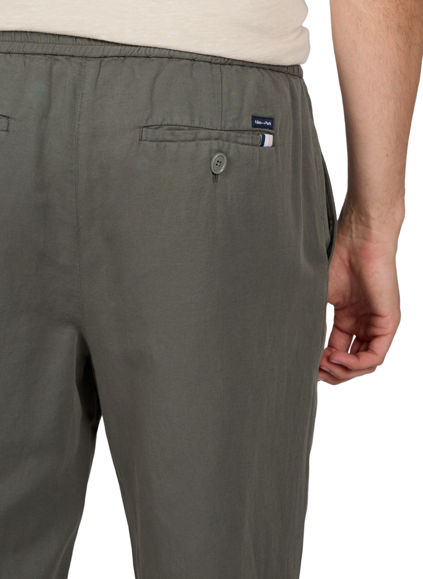 Weite Hose aus Baumwolle und Leinenmischung EDEN PARK Khaki