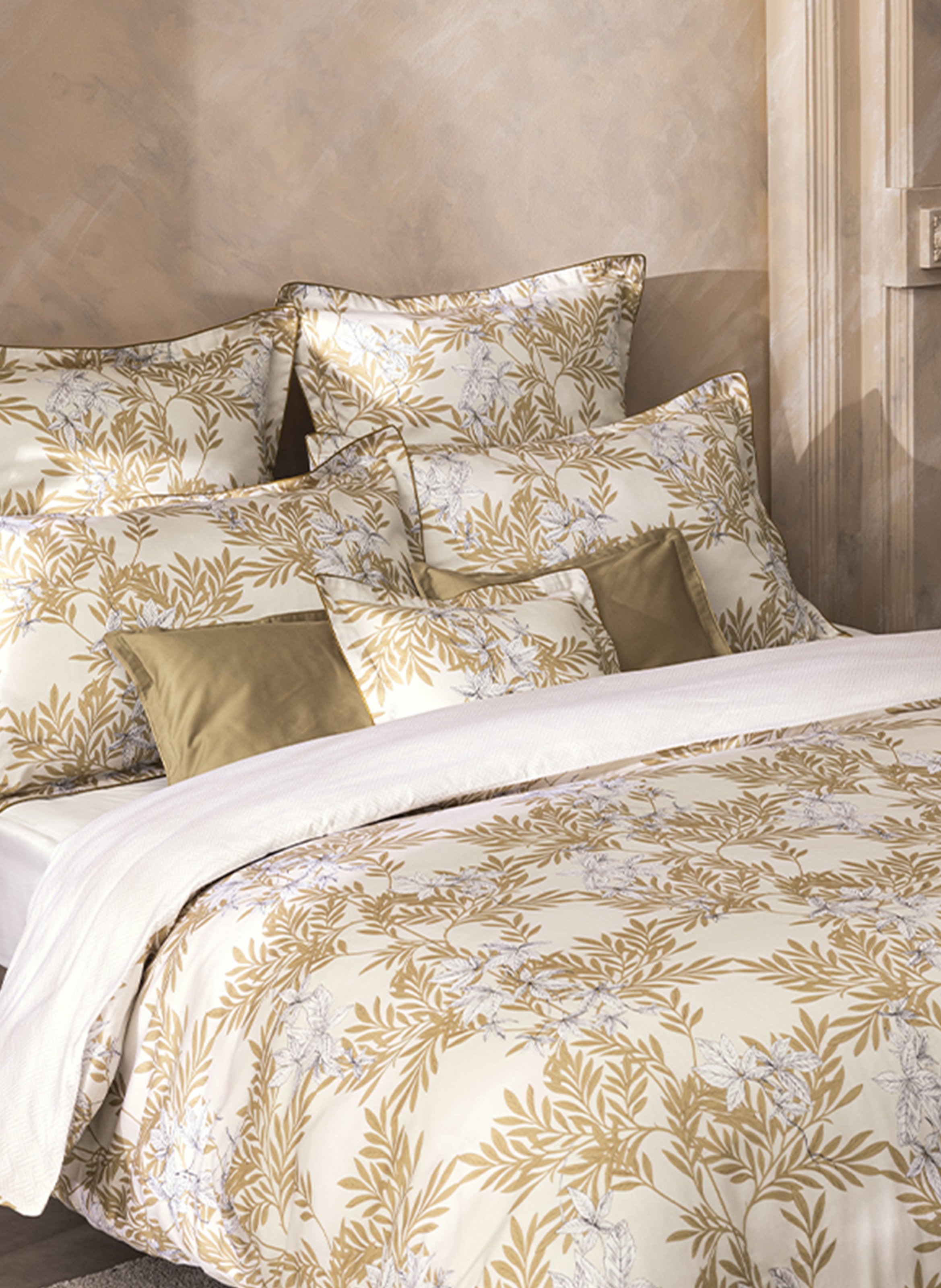 Housse de couette imprimée en satin de coton bio, promenade ALEXANDRE TURPAULT Beige