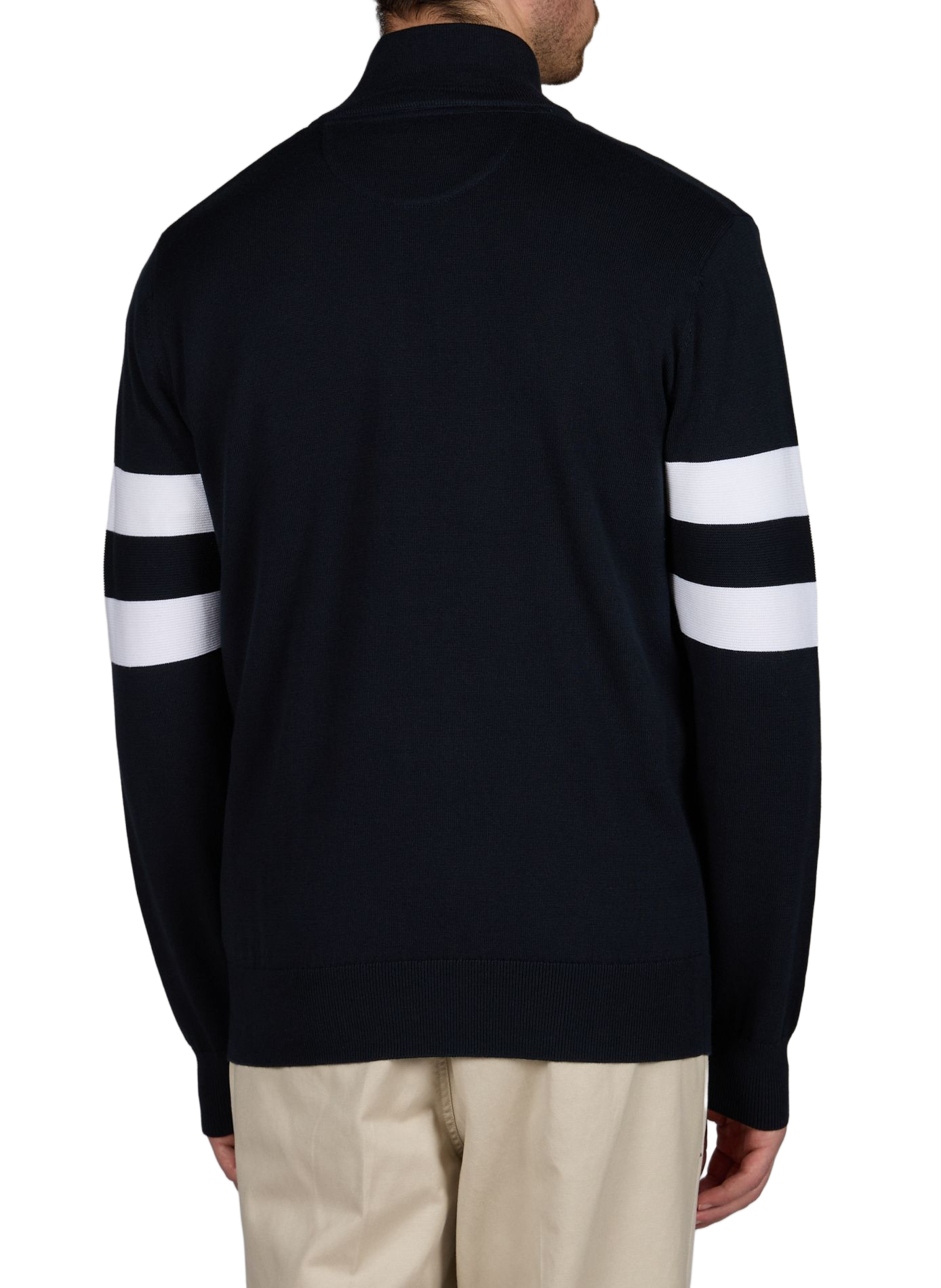 Pull col montant en coton à double rayures EDEN PARK Bleu