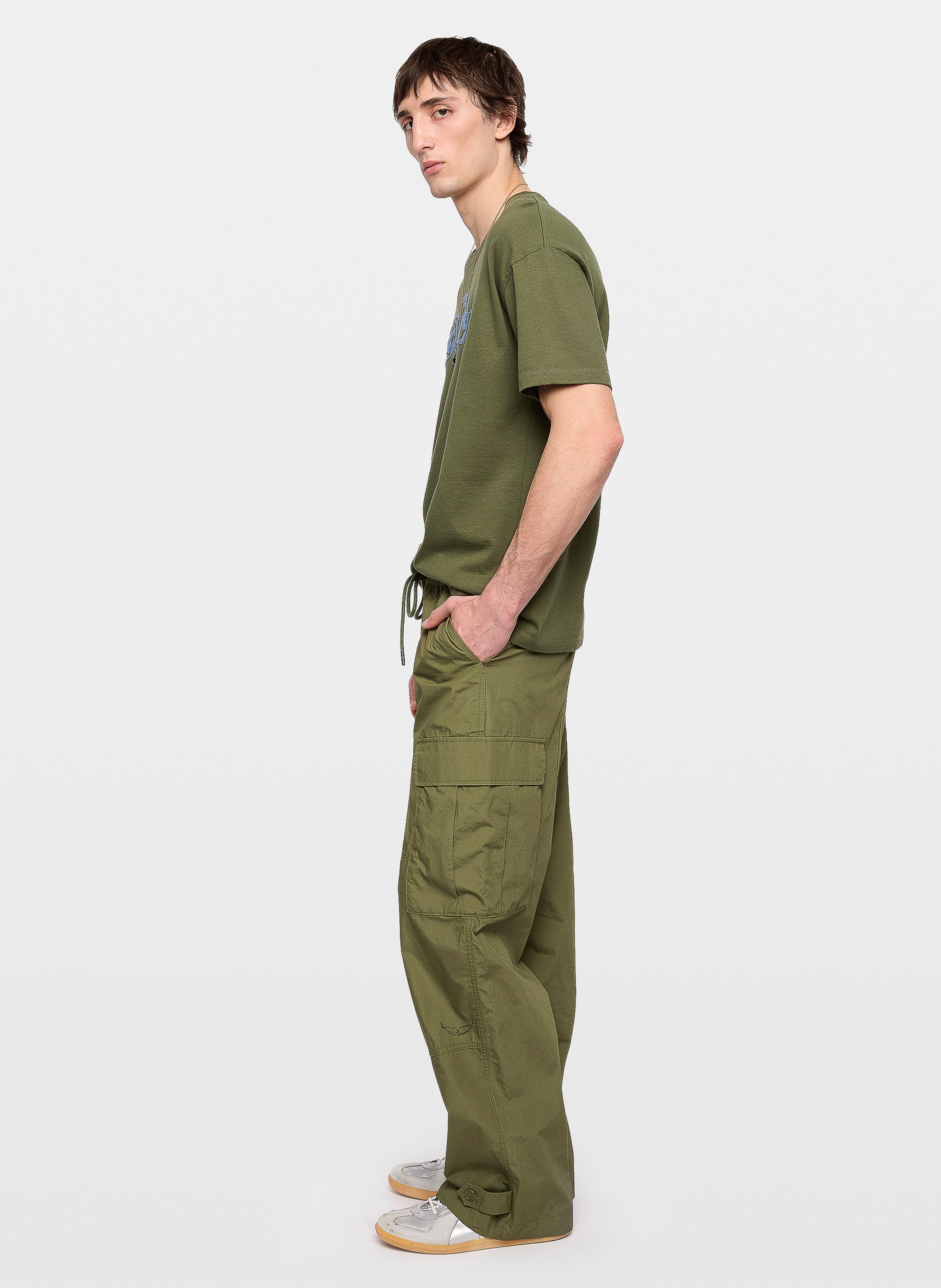 Tee-shirt droit col rond sérigraphié en coton bio toddy ZADIG&VOLTAIRE Kaki