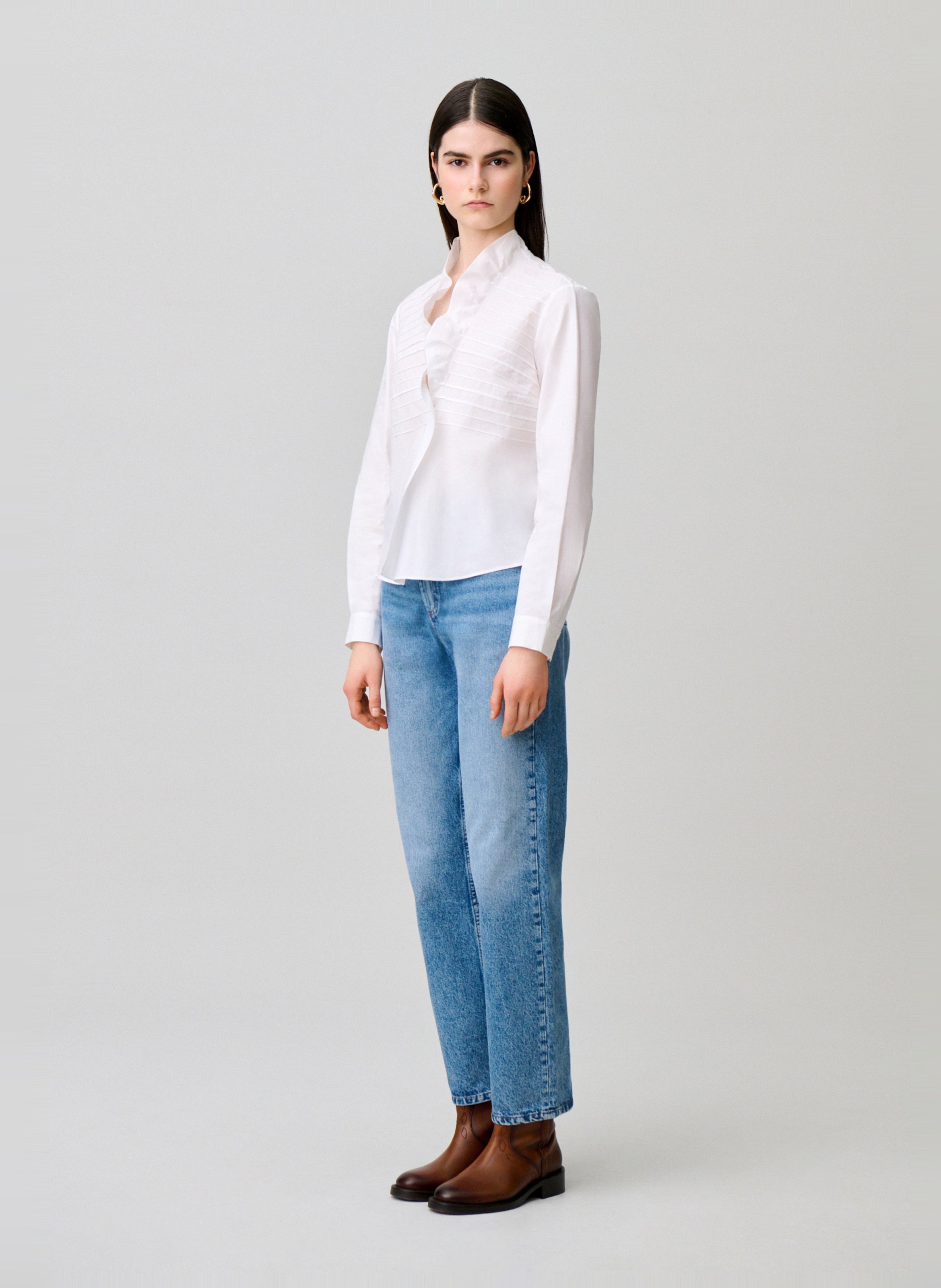 Chemise droite plissée unie CLAUDIE PIERLOT Blanc