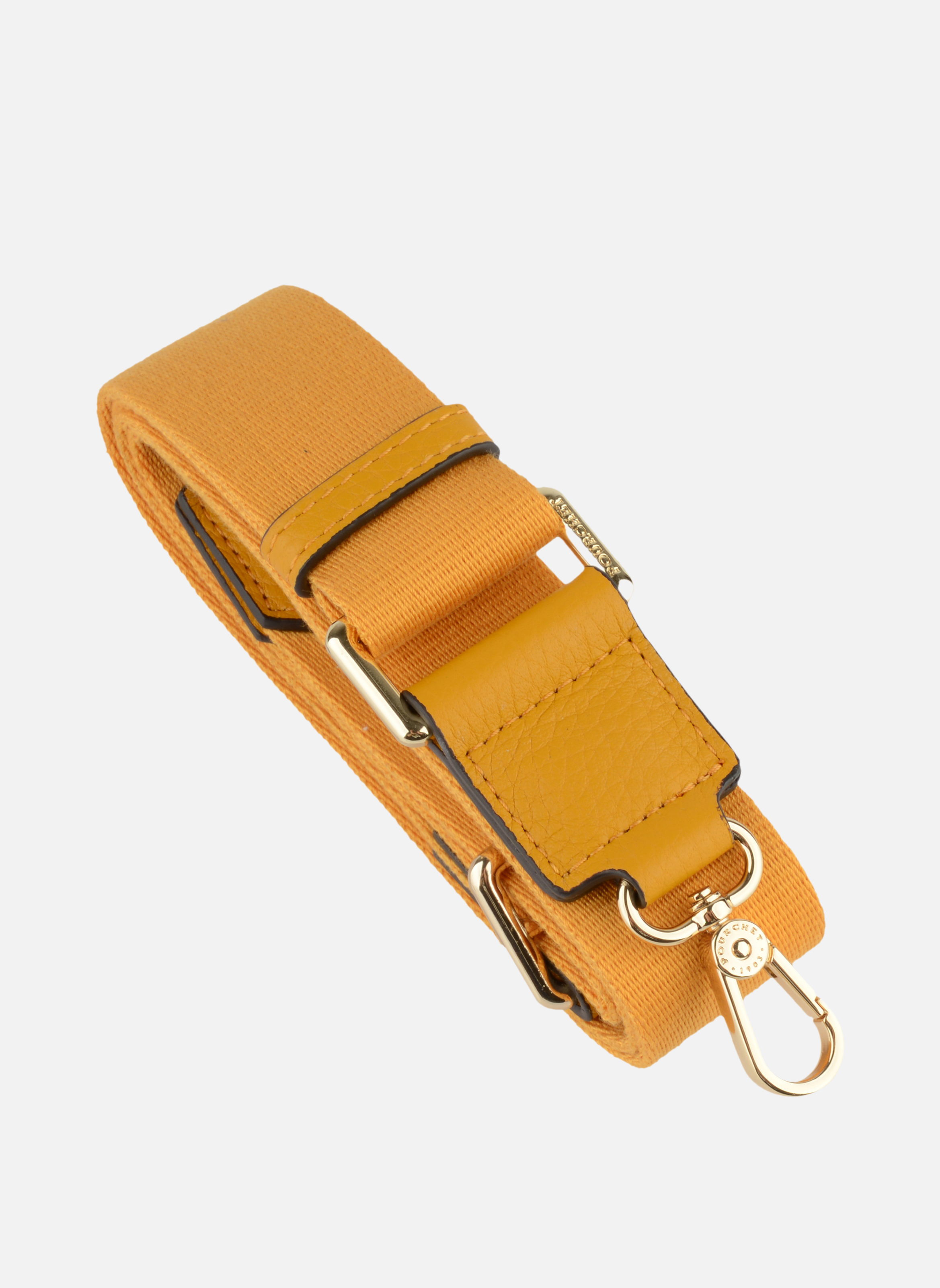 Bandoulière | bandoulière de sac en coton garni cuir | Orange POURCHET Femme