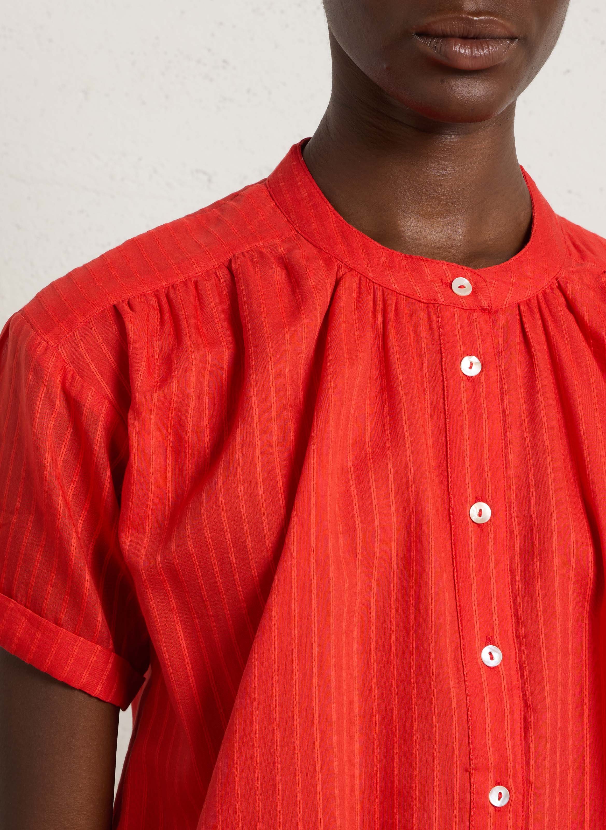 Chemise col rond en coton mélangé devika | Orange MAISON 123 Femme