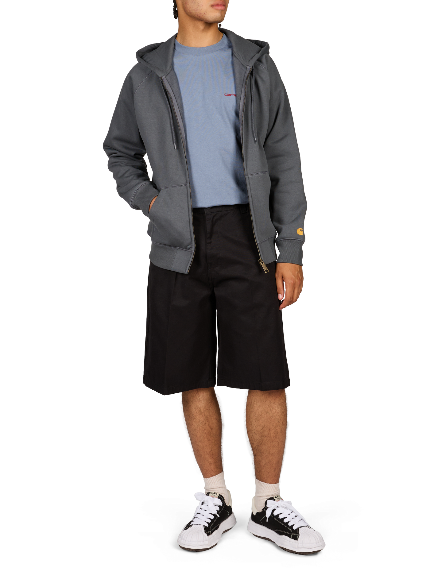 Hoodie zippé à capuche en coton mélangé CARHARTT WIP Gris