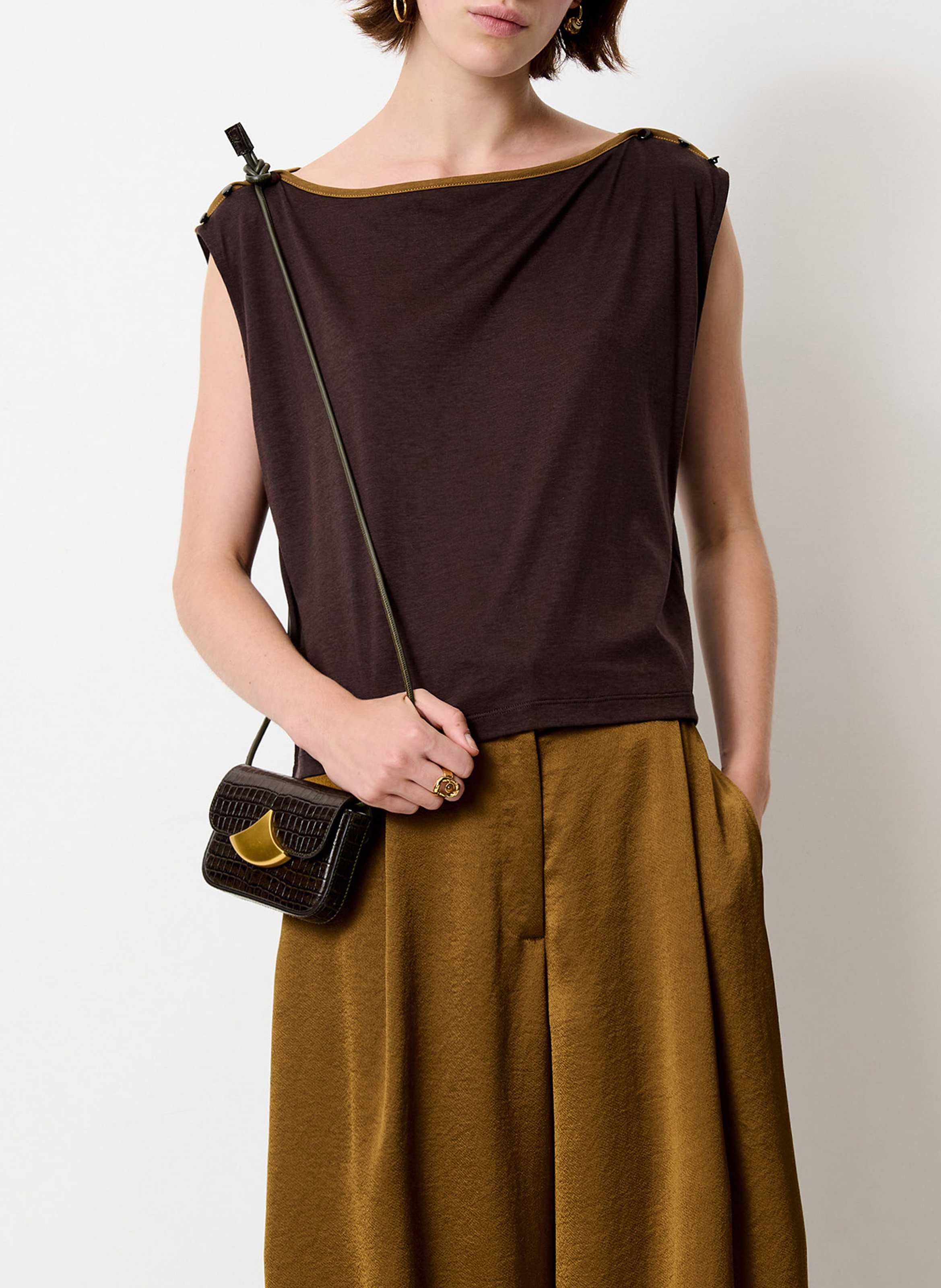 Top sans manches uni damari SESSUN Marron