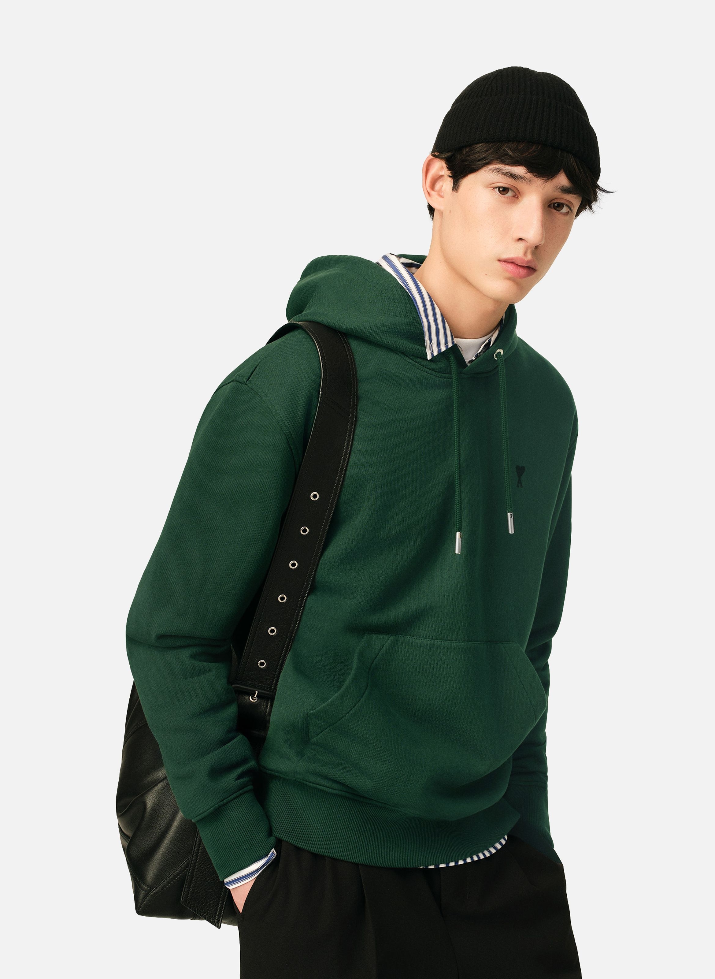 Hoodie en coton ami de coeur AMI PARIS Vert